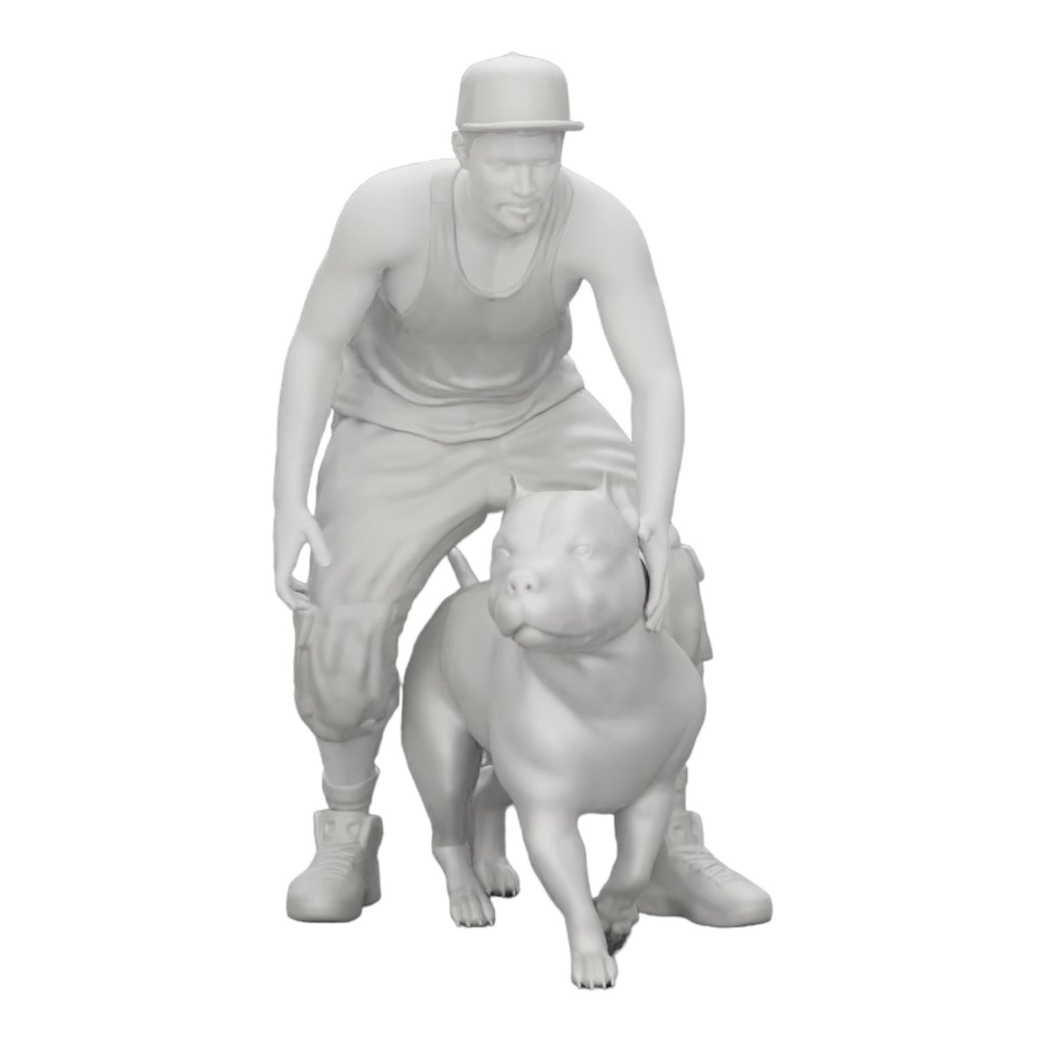 Diorama model building product photo 0: Gangster homie in cap with pitbull dog (Ref No. A22)