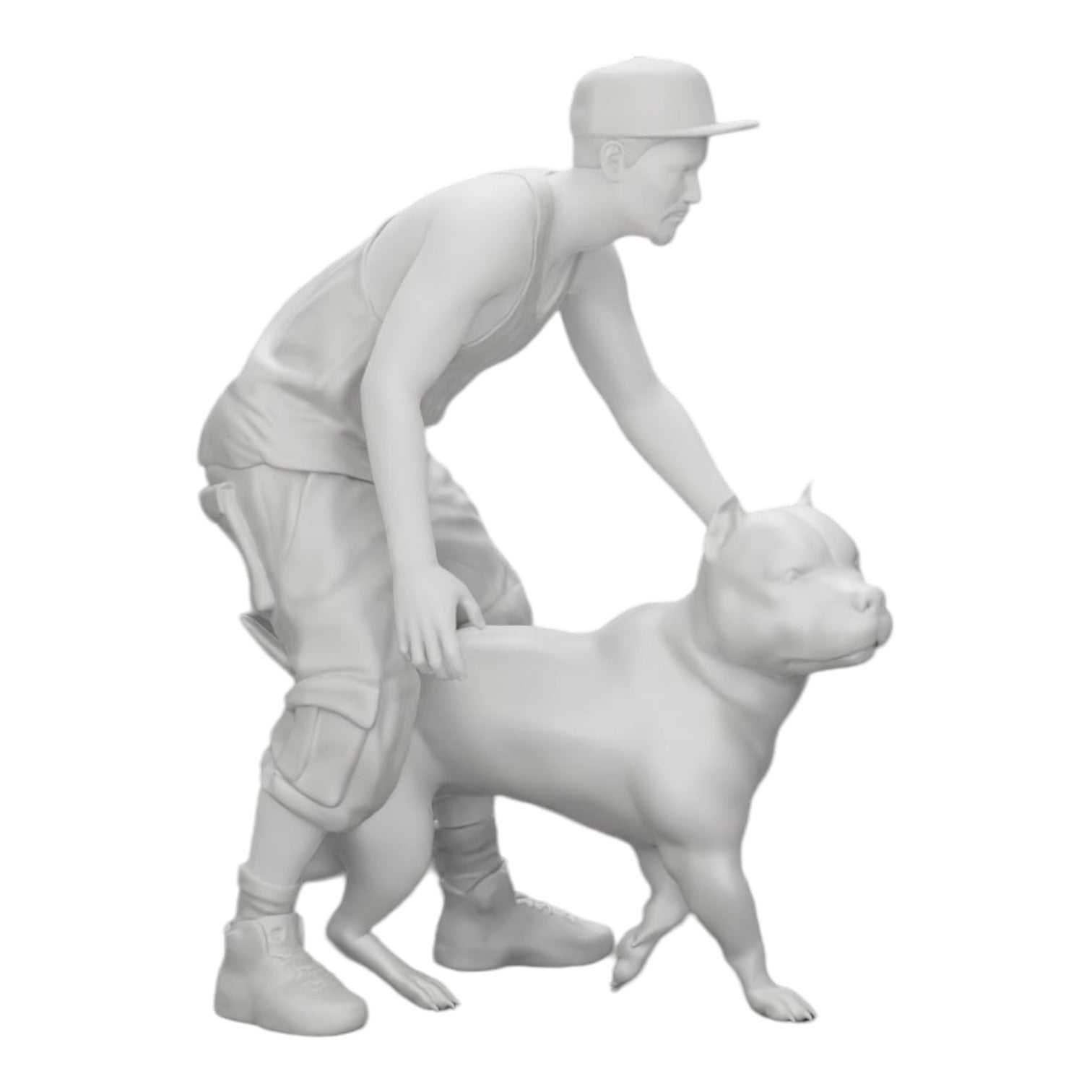 Diorama model building product photo 0: Gangster homie in cap with pitbull dog (Ref No. A22)
