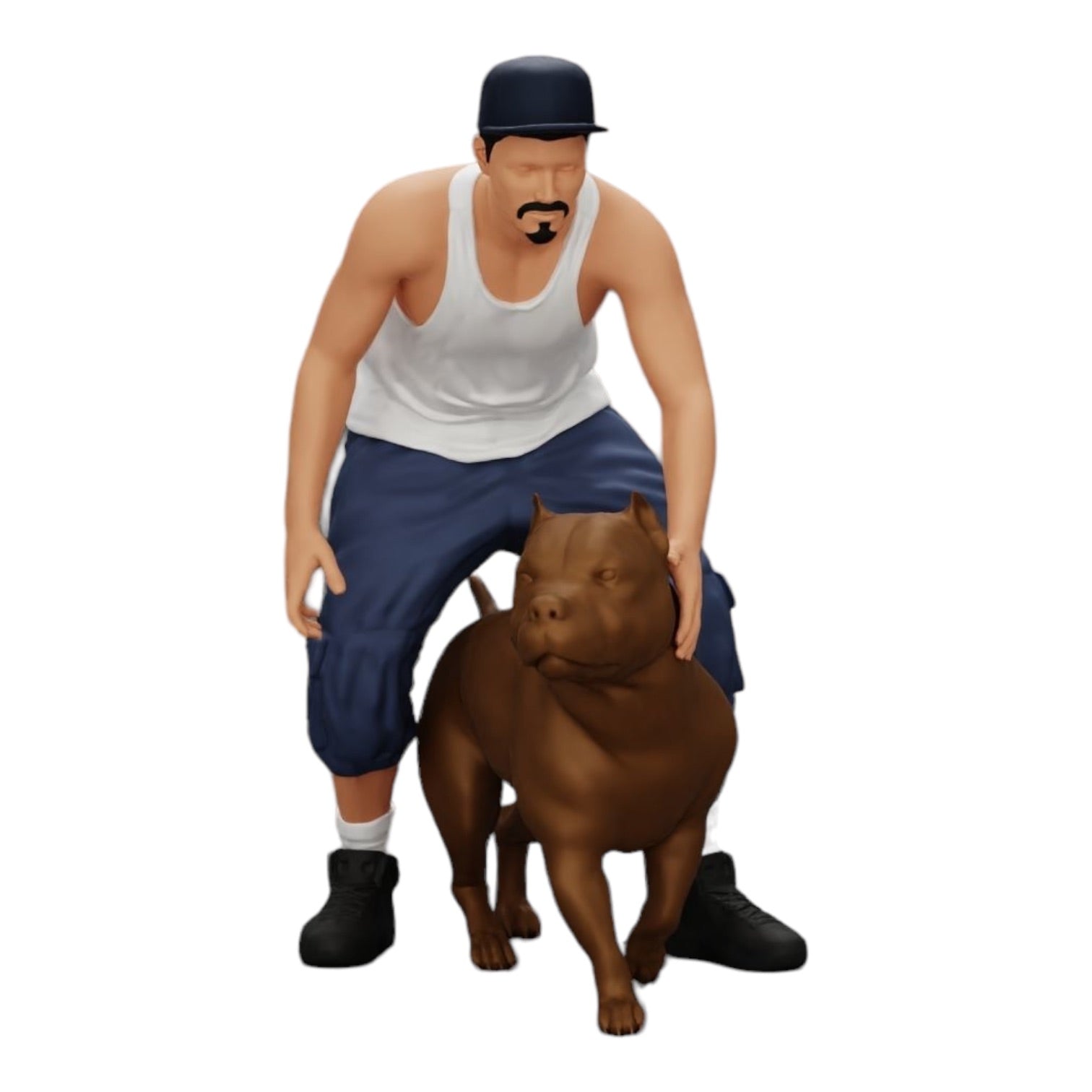 Diorama model building product photo 0: Gangster homie in cap with pitbull dog (Ref No. A22)