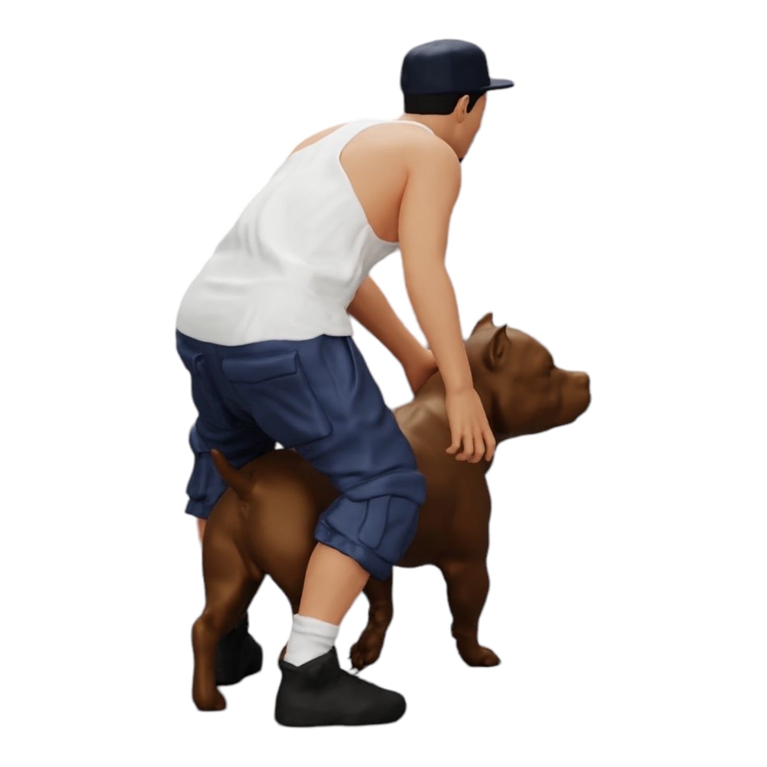 Diorama model building product photo 0: Gangster homie in cap with pitbull dog (Ref No. A22)