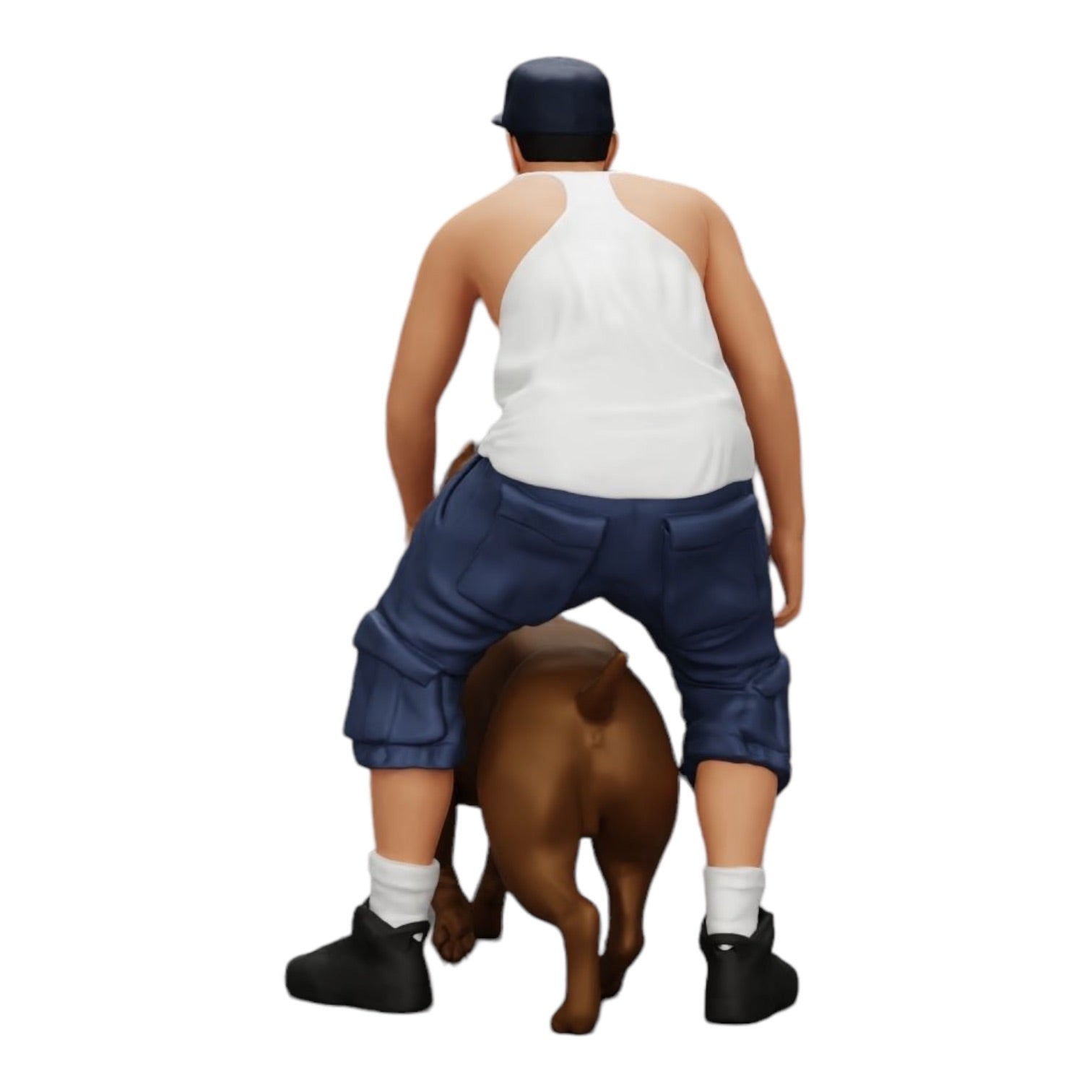 Diorama model building product photo 0: Gangster homie in cap with pitbull dog (Ref No. A22)