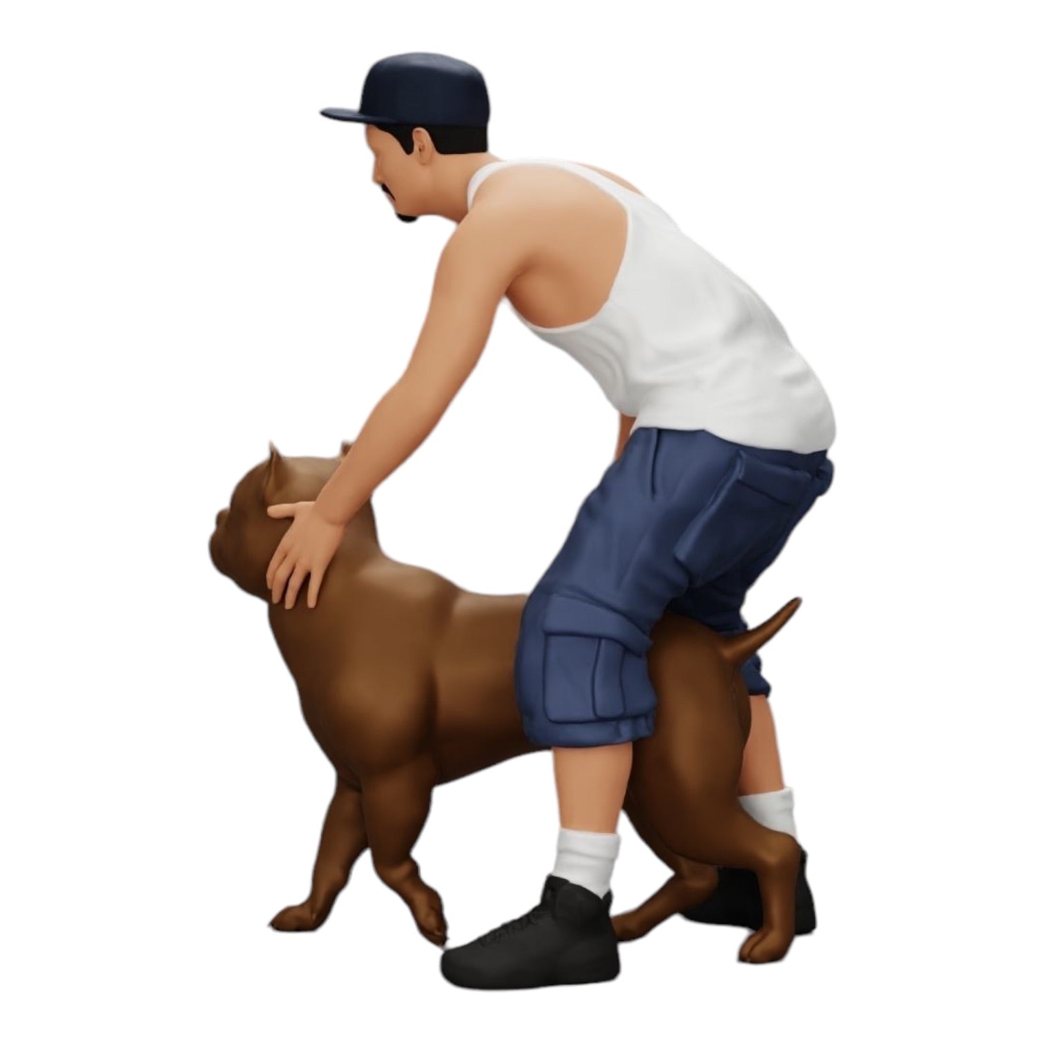 Diorama model building product photo 0: Gangster homie in cap with pitbull dog (Ref No. A22)