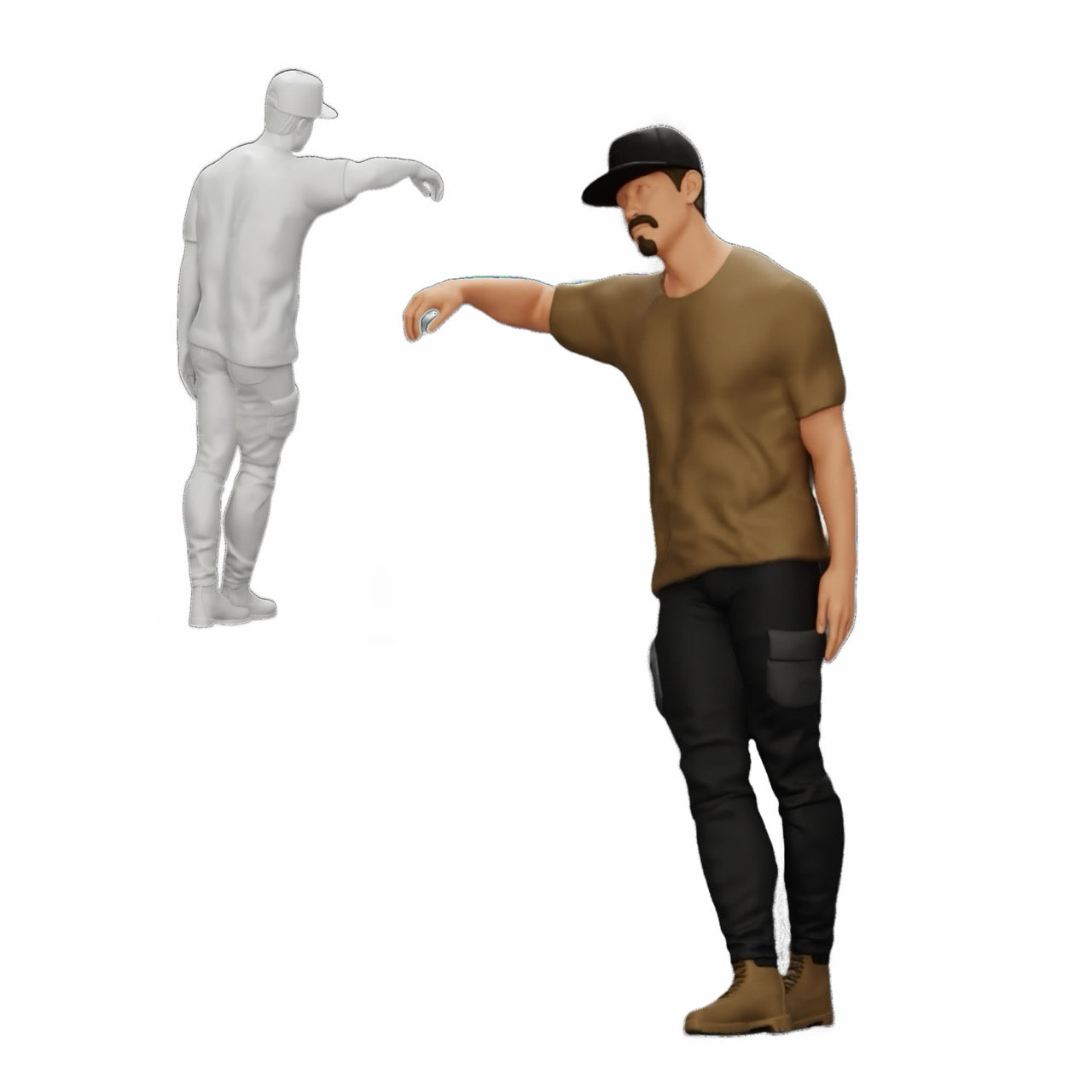 Diorama model building product photo 0: Gangster with hat leaning against wall (Ref No. A23)