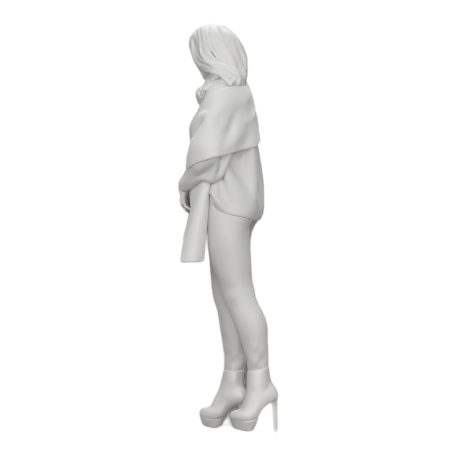 Diorama model building product photo 0: Woman in the cold wearing a scarf and high-heeled shoes (Ref No. A26)