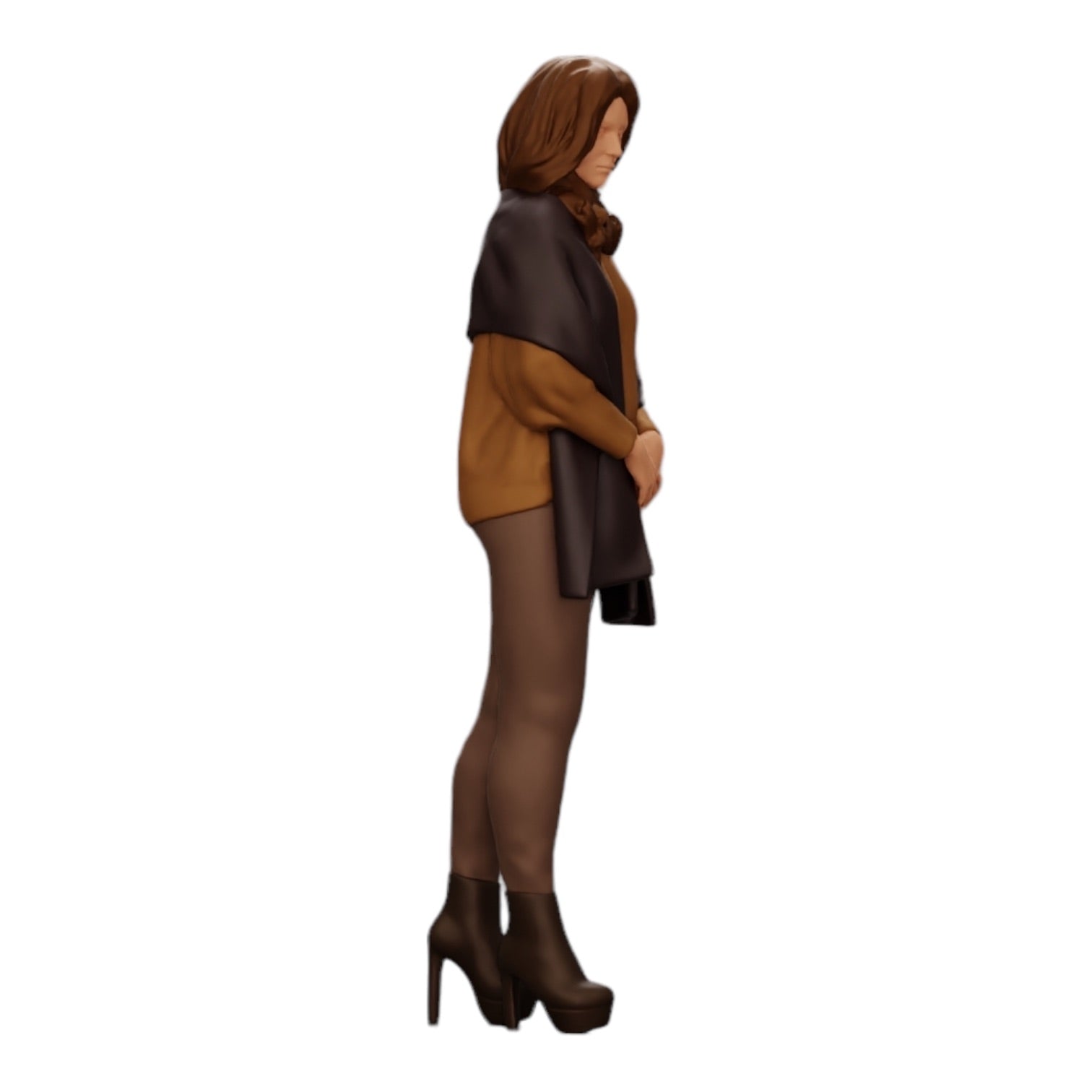 Diorama model building product photo 0: Woman in the cold wearing a scarf and high-heeled shoes (Ref No. A26)