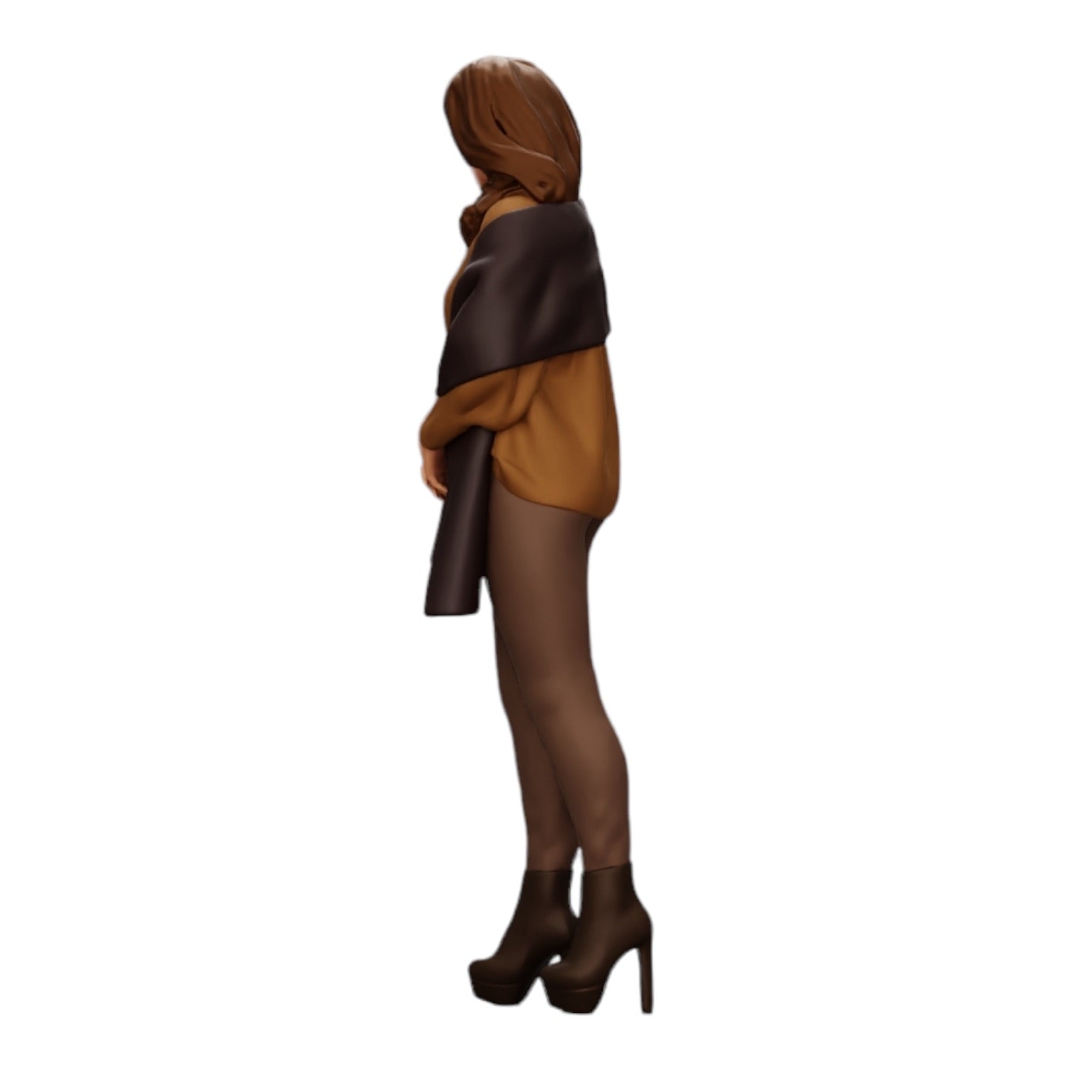 Diorama model building product photo 0: Woman in the cold wearing a scarf and high-heeled shoes (Ref No. A26)
