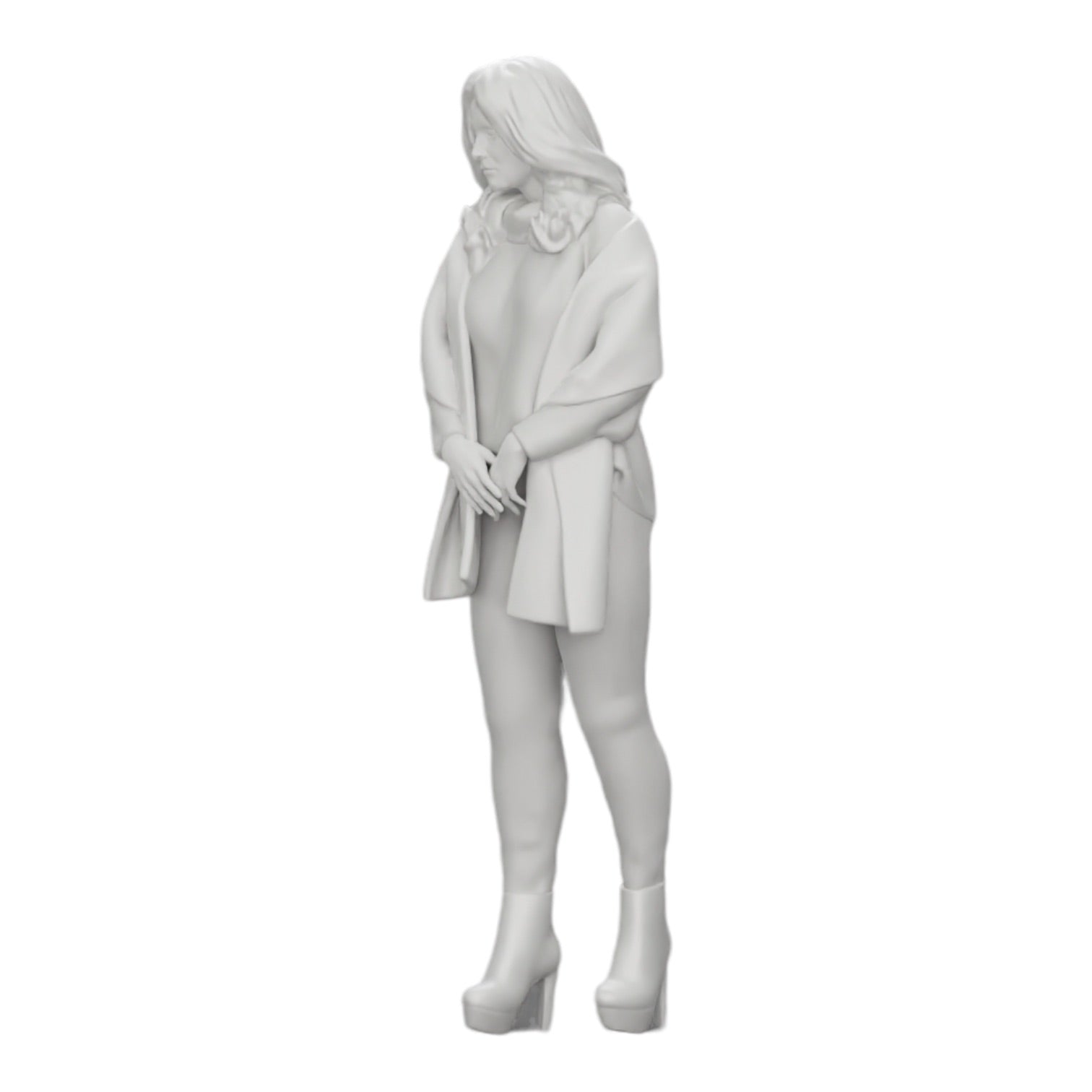 Diorama model building product photo 0: Woman in the cold wearing a scarf and high-heeled shoes (Ref No. A26)