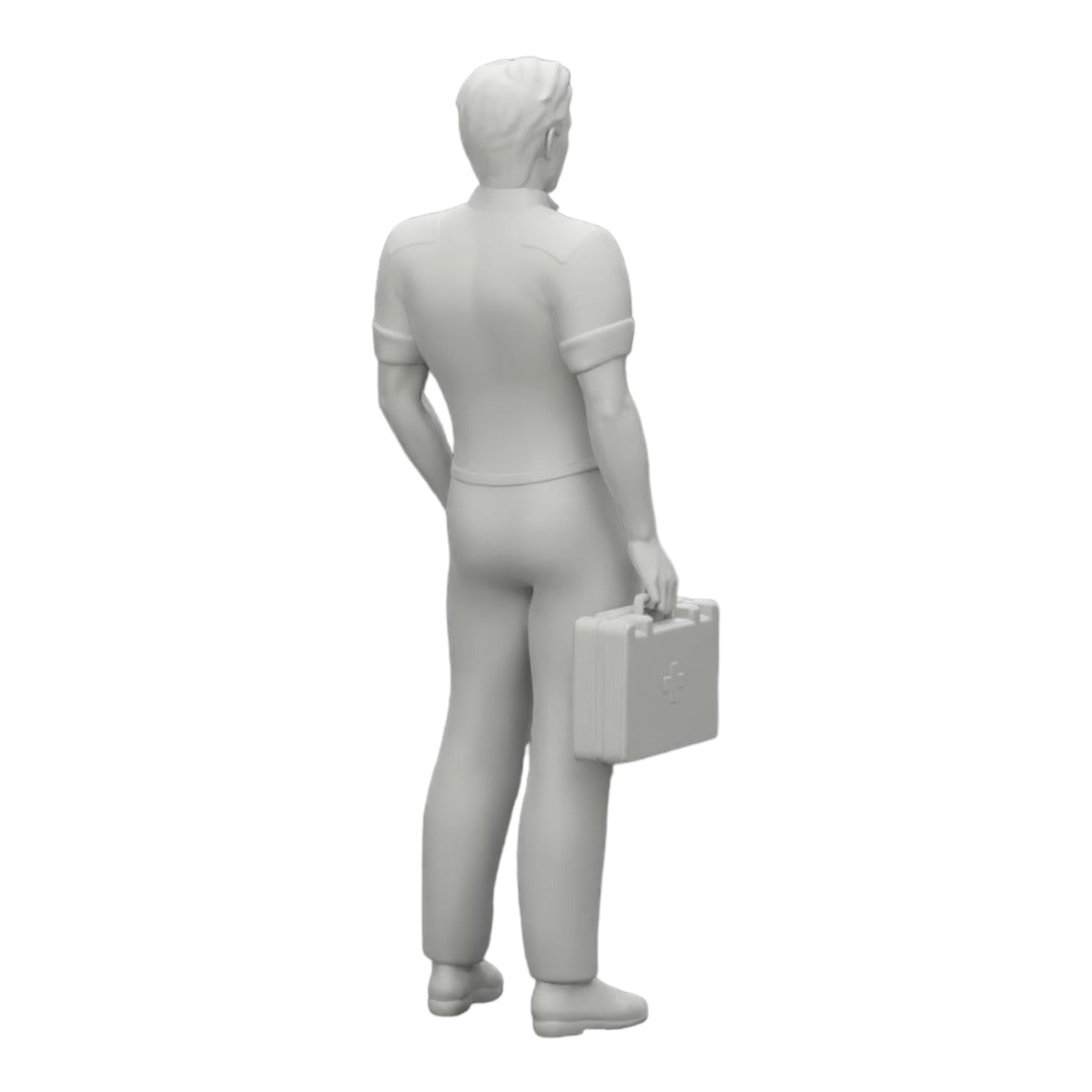 Diorama Modellbau Produktfoto 0: Sanitäter steht mit einem Erste-Hilfe-Kasten bereit (Ref Nr. A28)