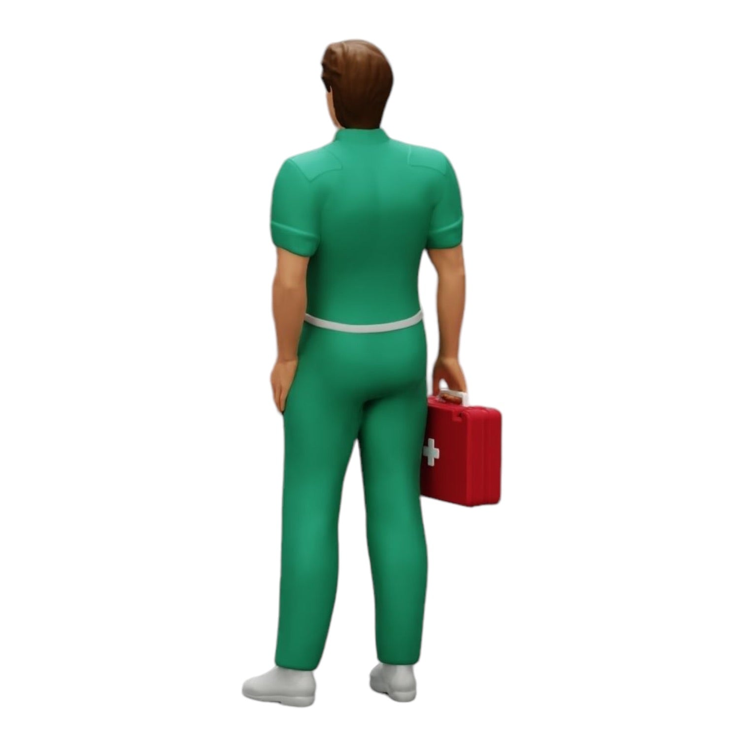 Diorama Modellbau Produktfoto 0: Sanitäter steht mit einem Erste-Hilfe-Kasten bereit (Ref Nr. A28)