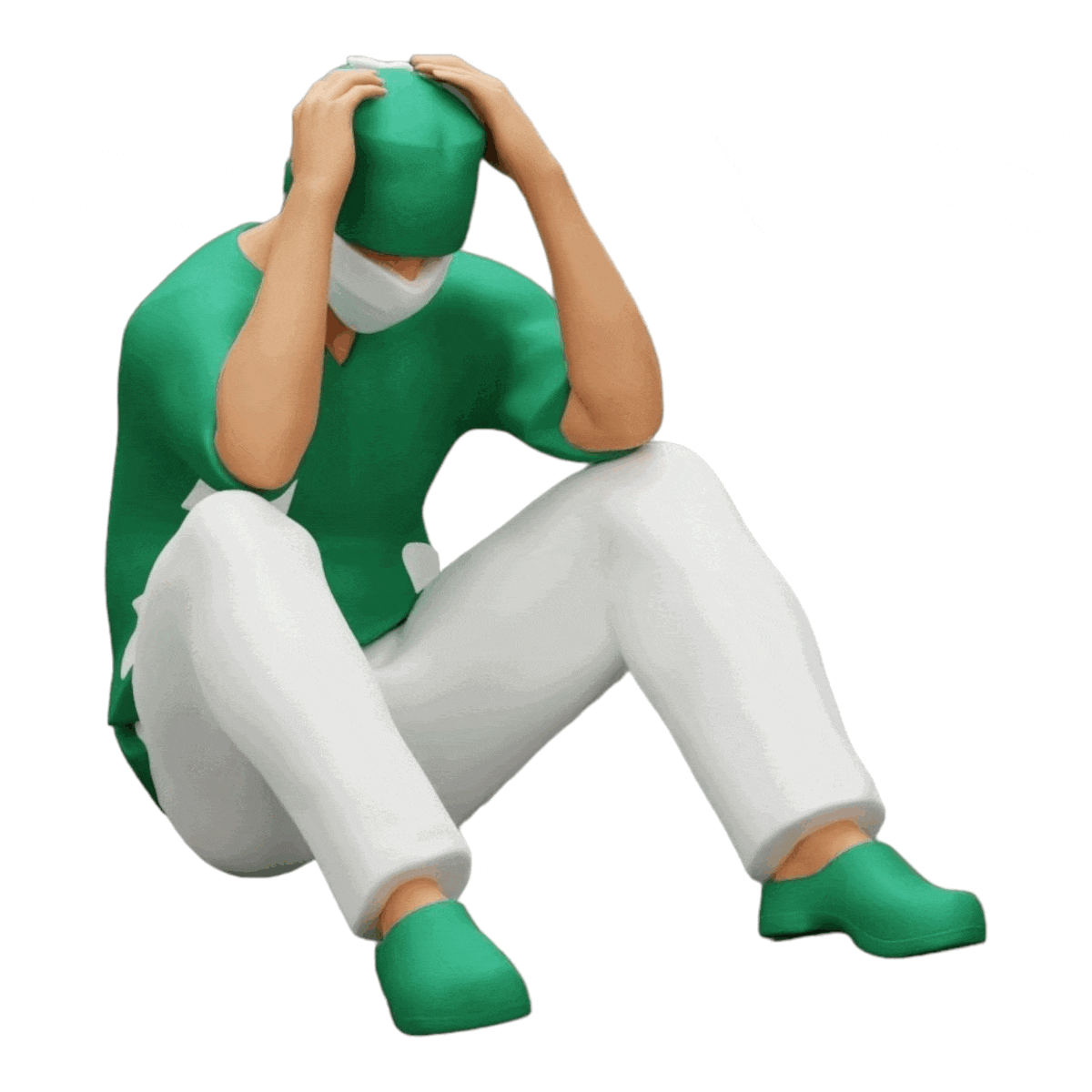 Diorama Modellbau Produktfoto 0: Nachdenklicher Chirurg nach gescheitertem Eingriff sitzt am Boden (Ref Nr. A31)