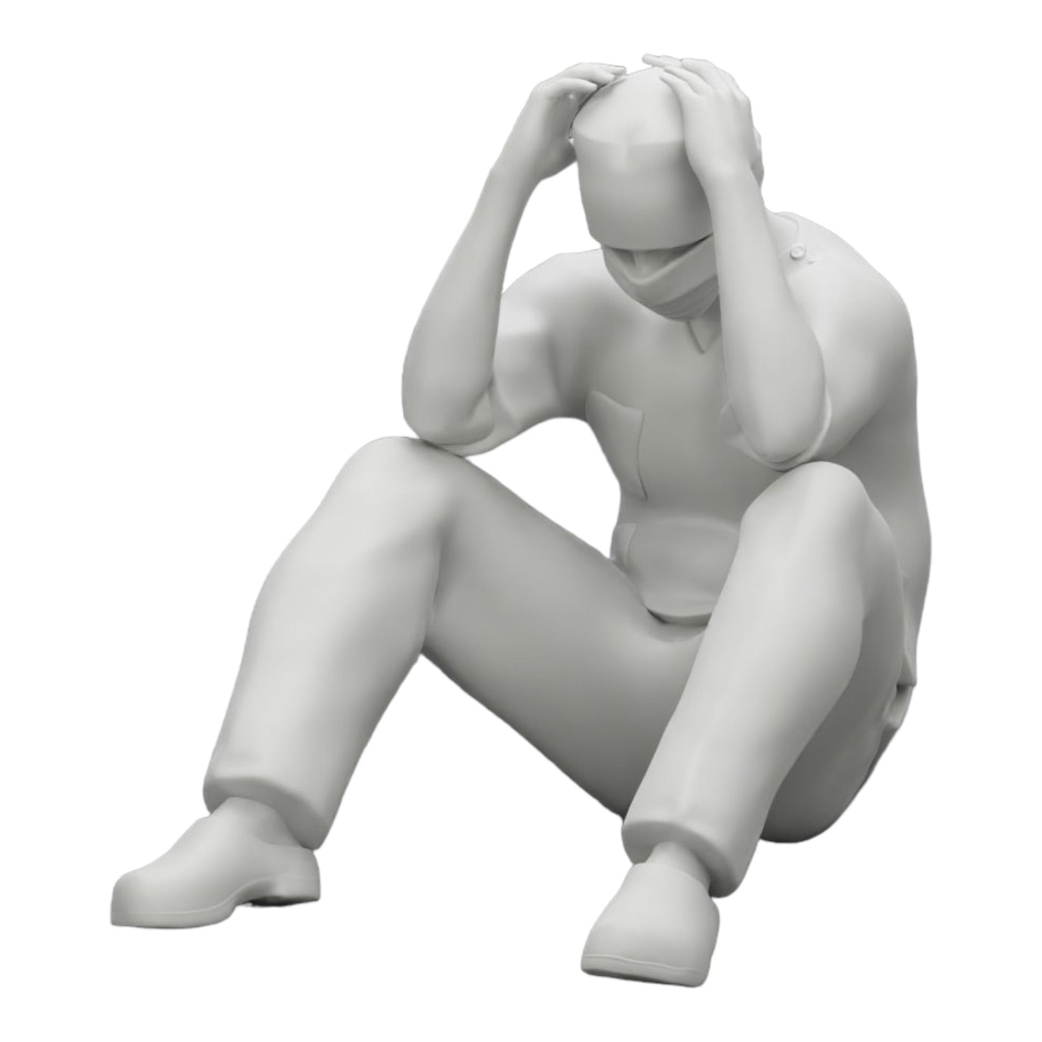 Diorama Modellbau Produktfoto 0: Nachdenklicher Chirurg nach gescheitertem Eingriff sitzt am Boden (Ref Nr. A31)