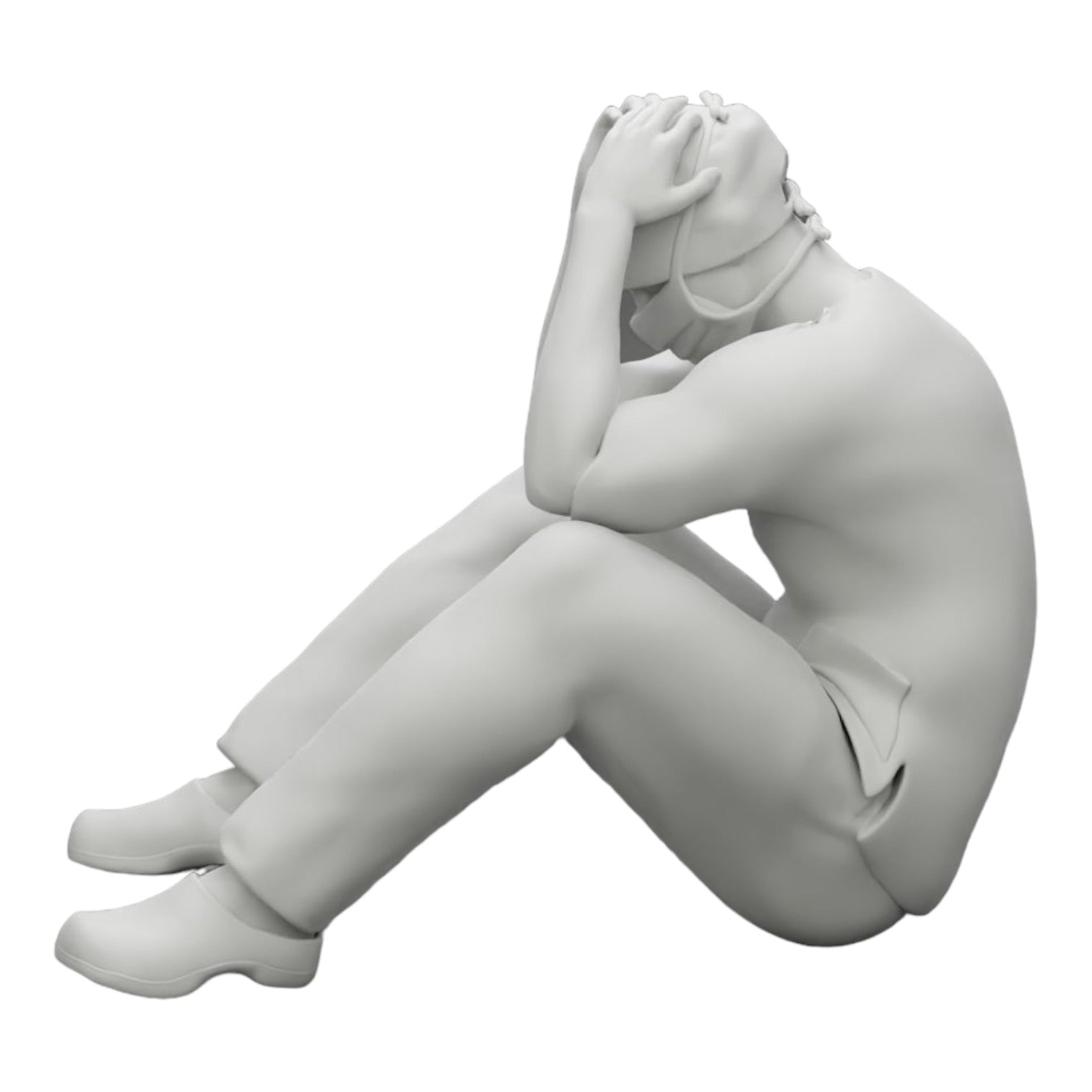 Diorama Modellbau Produktfoto 0: Nachdenklicher Chirurg nach gescheitertem Eingriff sitzt am Boden (Ref Nr. A31)