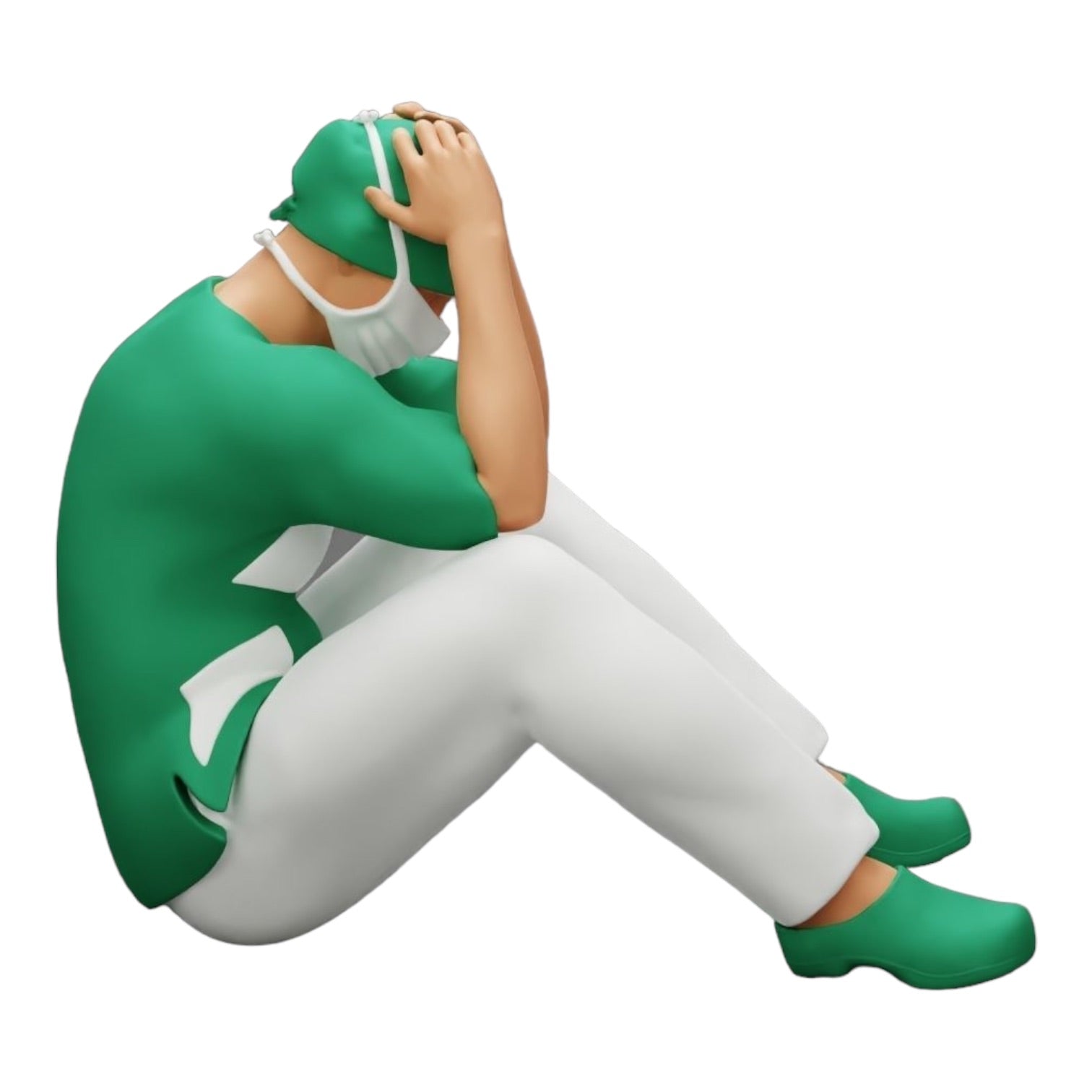 Diorama Modellbau Produktfoto 0: Nachdenklicher Chirurg nach gescheitertem Eingriff sitzt am Boden (Ref Nr. A31)