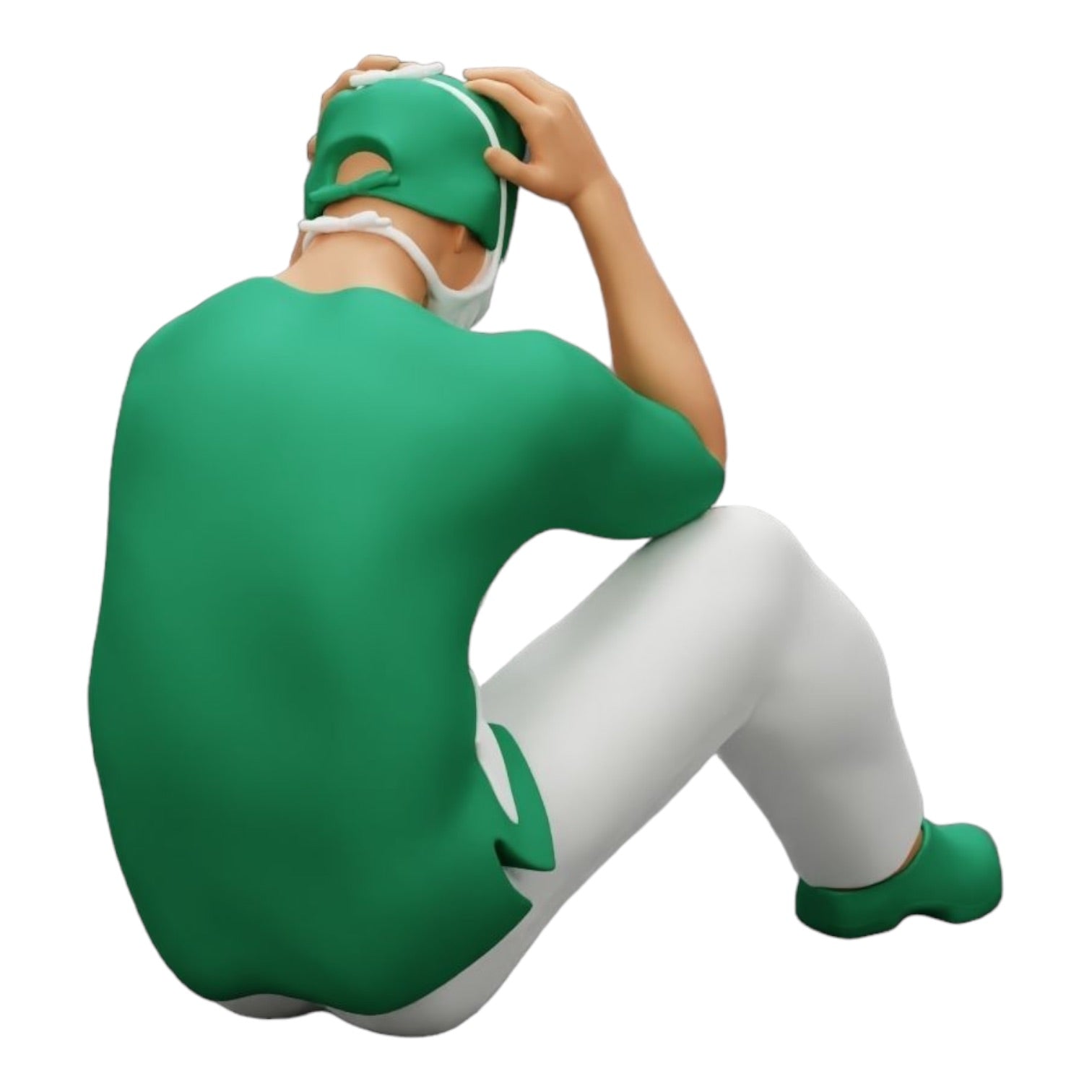 Diorama Modellbau Produktfoto 0: Nachdenklicher Chirurg nach gescheitertem Eingriff sitzt am Boden (Ref Nr. A31)