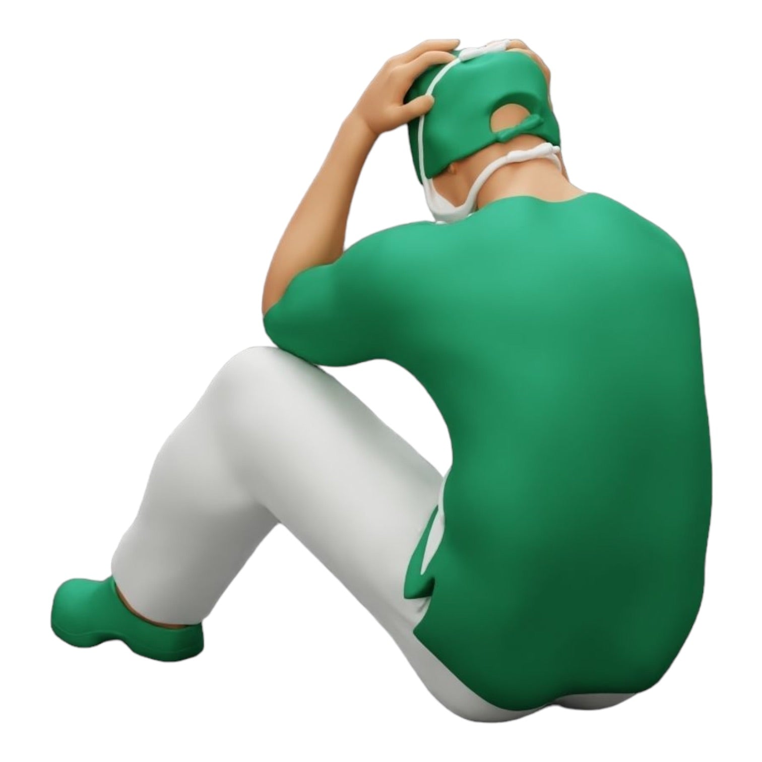 Diorama Modellbau Produktfoto 0: Nachdenklicher Chirurg nach gescheitertem Eingriff sitzt am Boden (Ref Nr. A31)