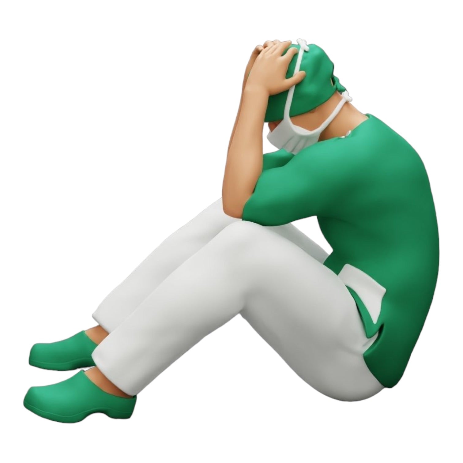 Diorama Modellbau Produktfoto 0: Nachdenklicher Chirurg nach gescheitertem Eingriff sitzt am Boden (Ref Nr. A31)