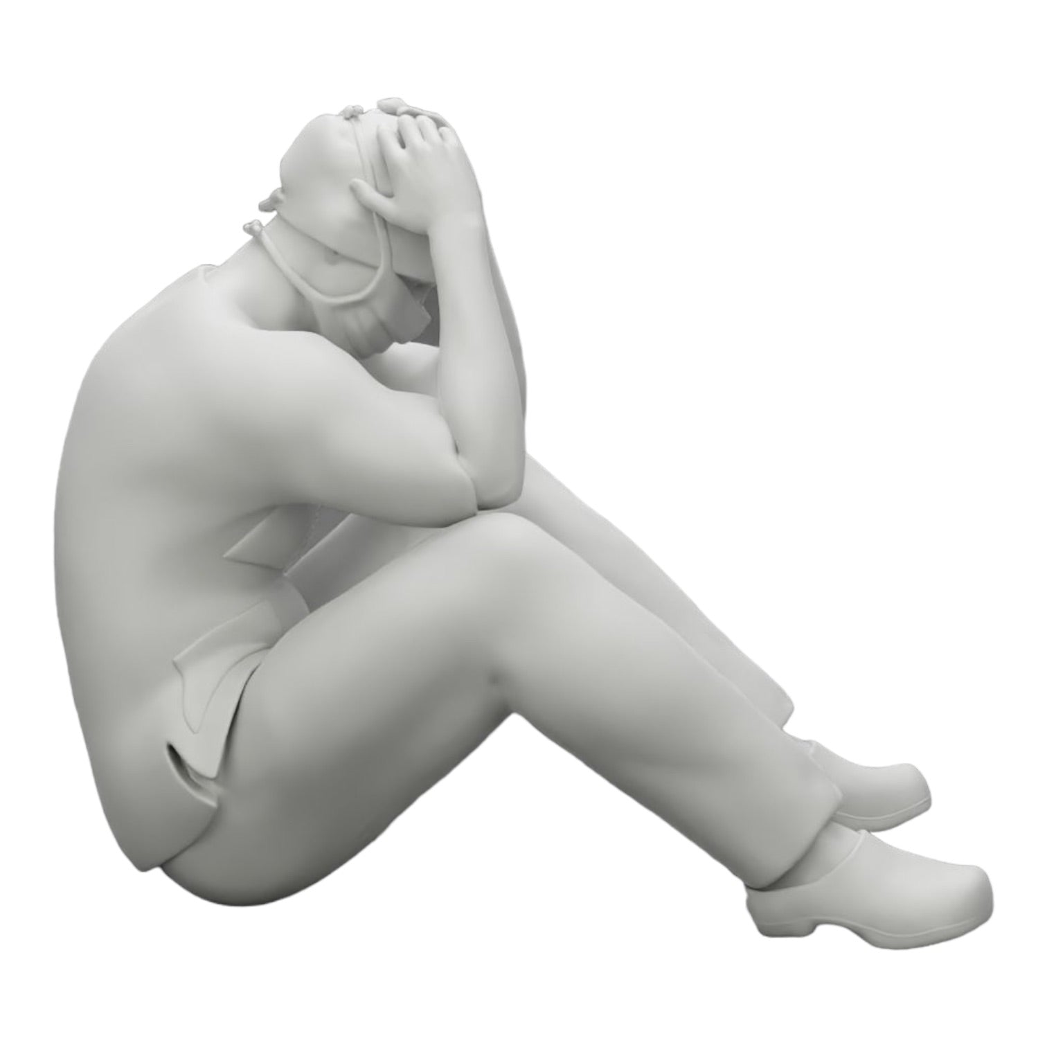 Diorama Modellbau Produktfoto 0: Nachdenklicher Chirurg nach gescheitertem Eingriff sitzt am Boden (Ref Nr. A31)