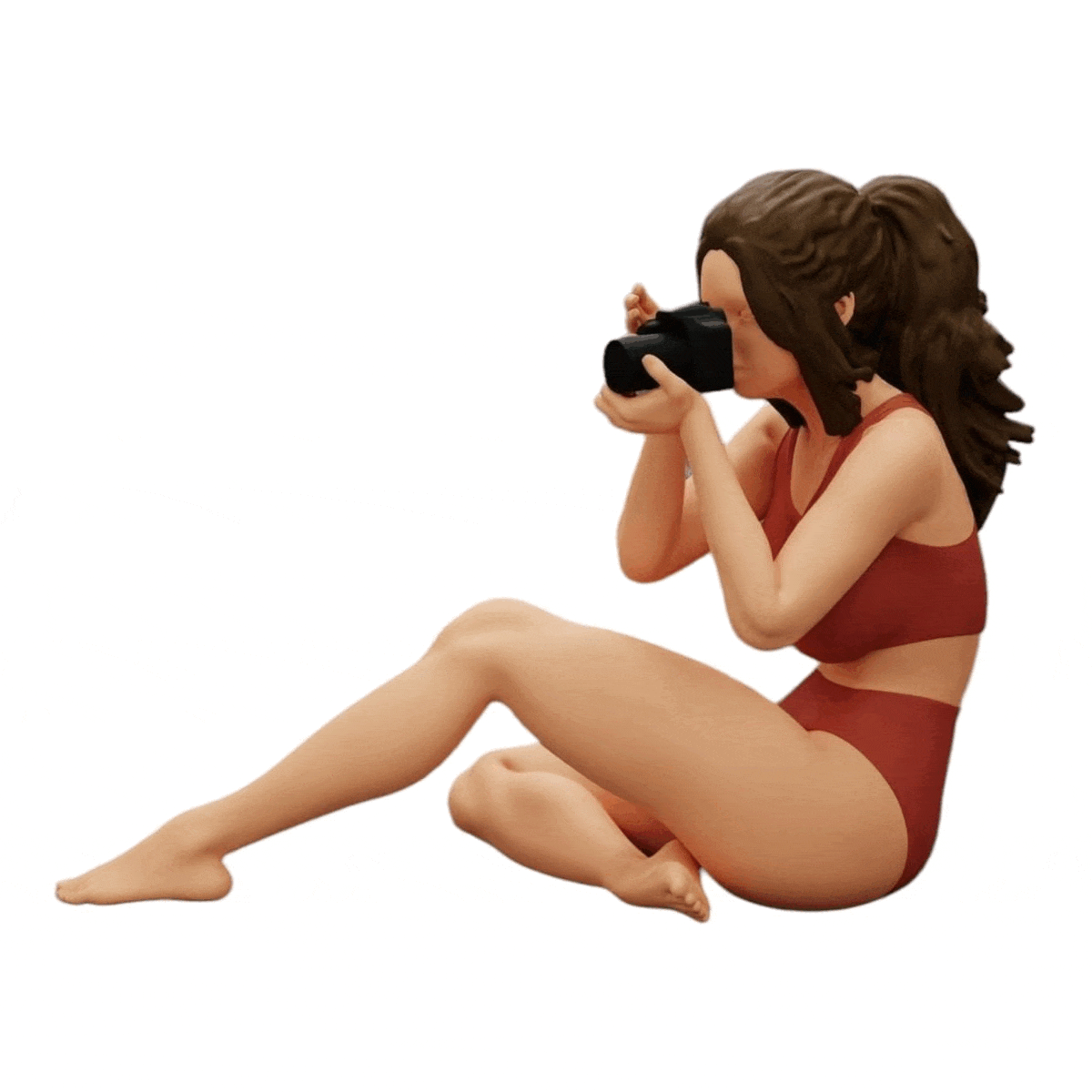 Diorama Modellbau Produktfoto 0: Fotografin im Bikini sitzt und hält eine Kamera (Ref Nr. A35)