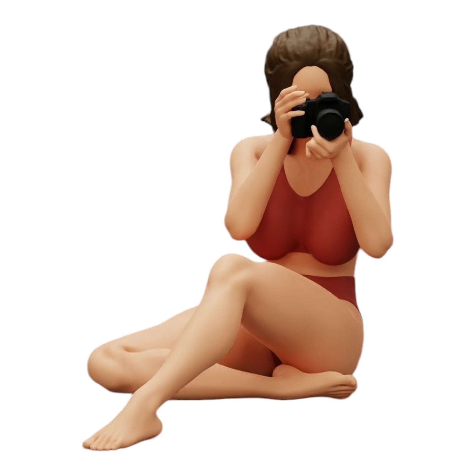 Diorama Modellbau Produktfoto 0: Fotografin im Bikini sitzt und hält eine Kamera (Ref Nr. A35)