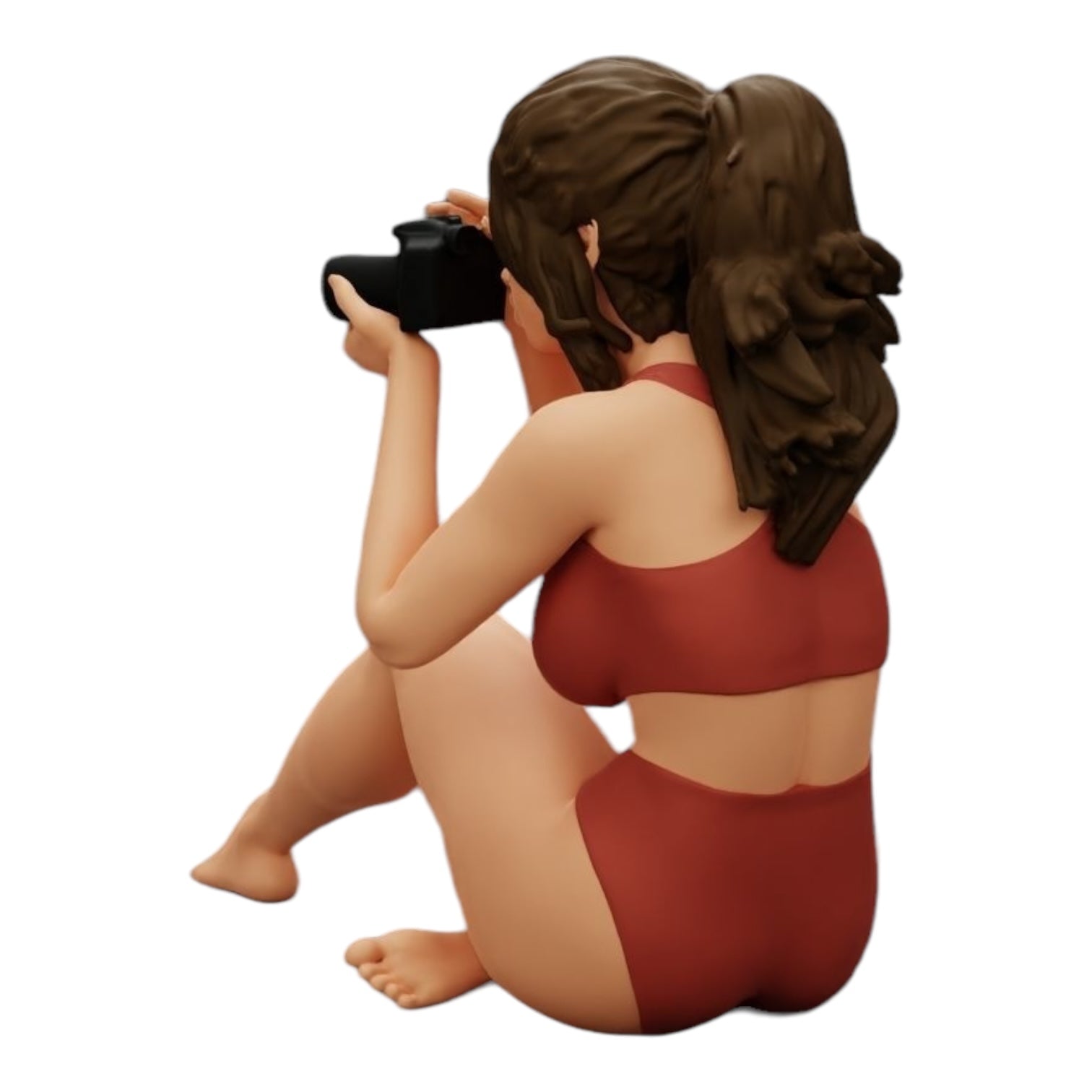 Diorama Modellbau Produktfoto 0: Fotografin im Bikini sitzt und hält eine Kamera (Ref Nr. A35)