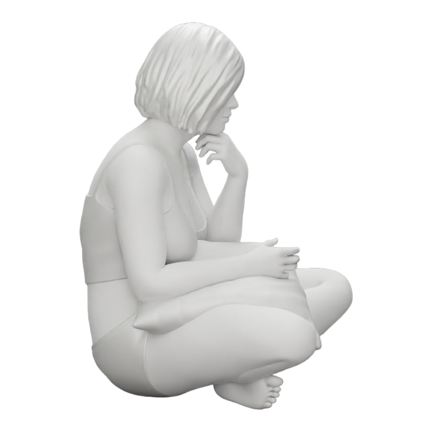 Imagem do produto de diorama: Menina sentada em frente à televisão com almofadas nas pernas (Ref. Nr. A36)