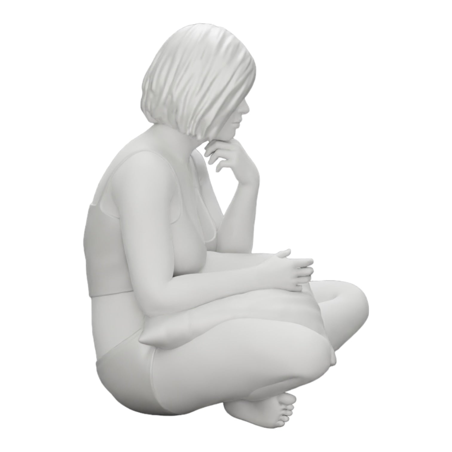 Diorama model building product photo 0: Girl sitting in front of the TV with pillows on her legs (Ref No. A36)