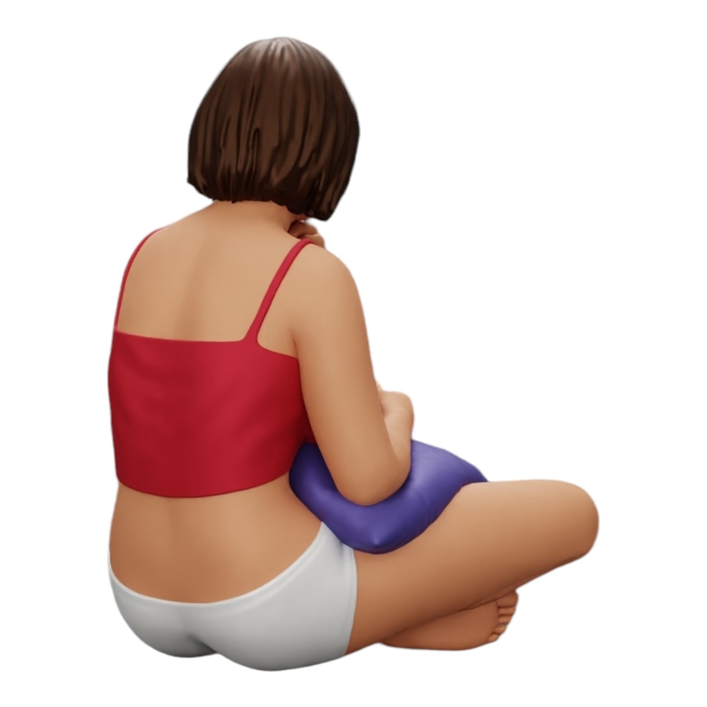 Imagem do produto de diorama: Menina sentada em frente à televisão com almofadas nas pernas (Ref. Nr. A36)