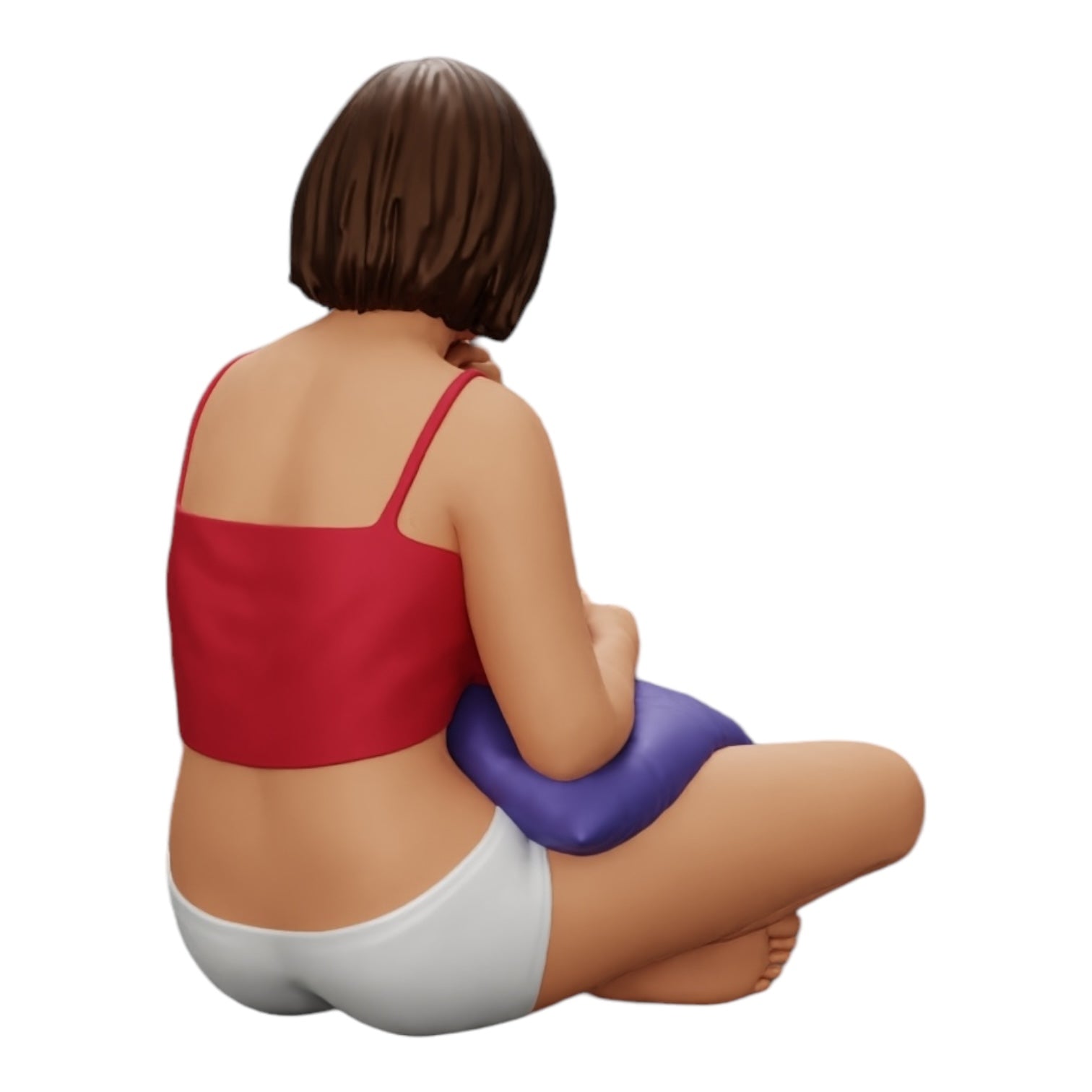 Diorama model building product photo 0: Girl sitting in front of the TV with pillows on her legs (Ref No. A36)