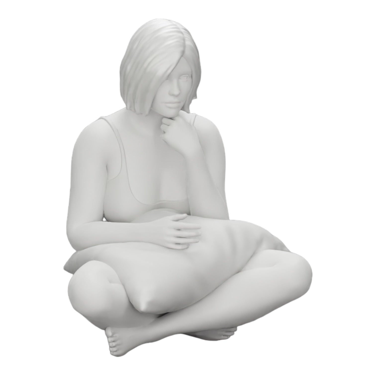 Diorama model building product photo 0: Girl sitting in front of the TV with pillows on her legs (Ref No. A36)