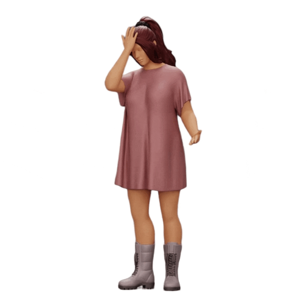 Diorama model building product photo 0: Young attractive girl in a long shirt and boots (Ref No. A37)