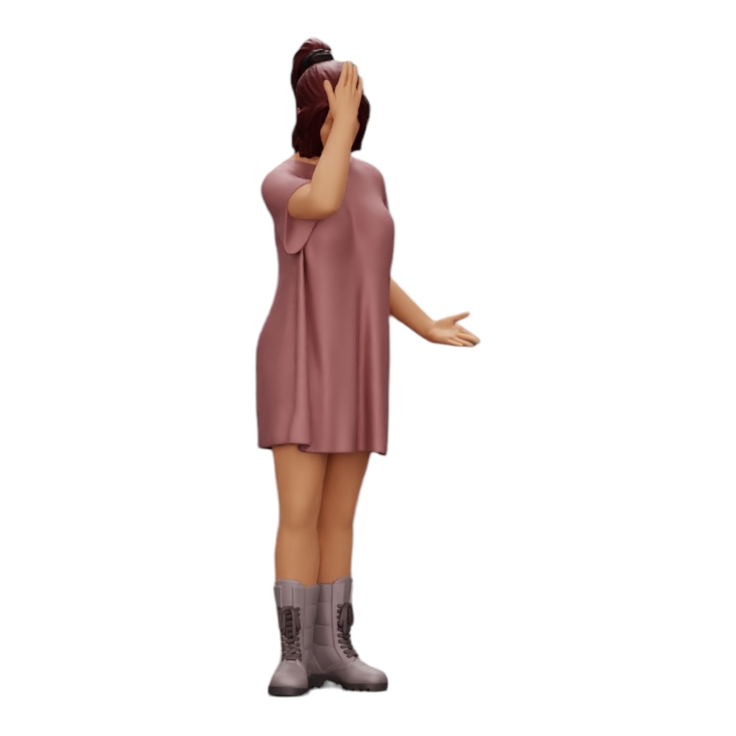 Diorama model building product photo 0: Young attractive girl in a long shirt and boots (Ref No. A37)