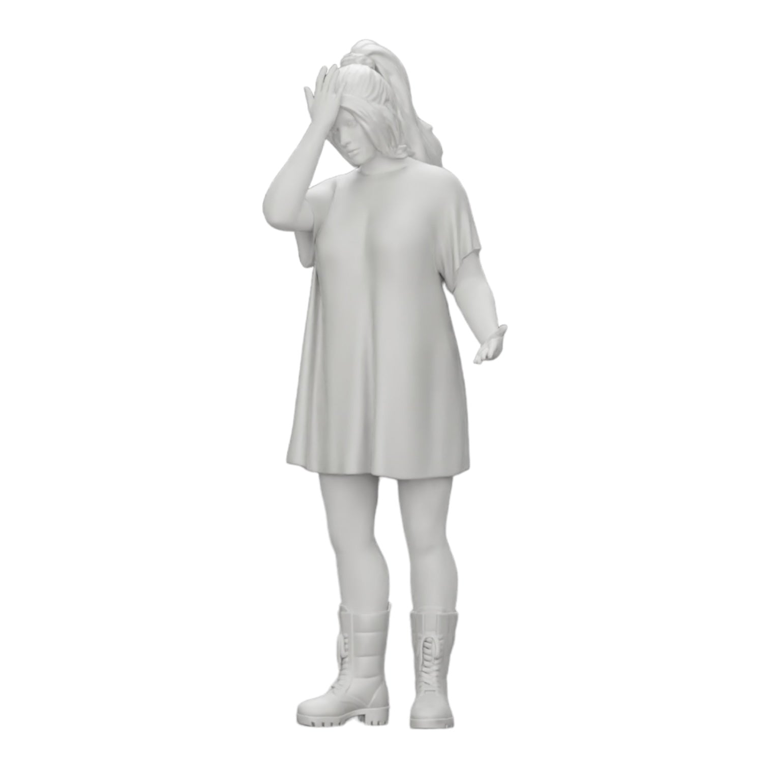 Diorama model building product photo 0: Young attractive girl in a long shirt and boots (Ref No. A37)