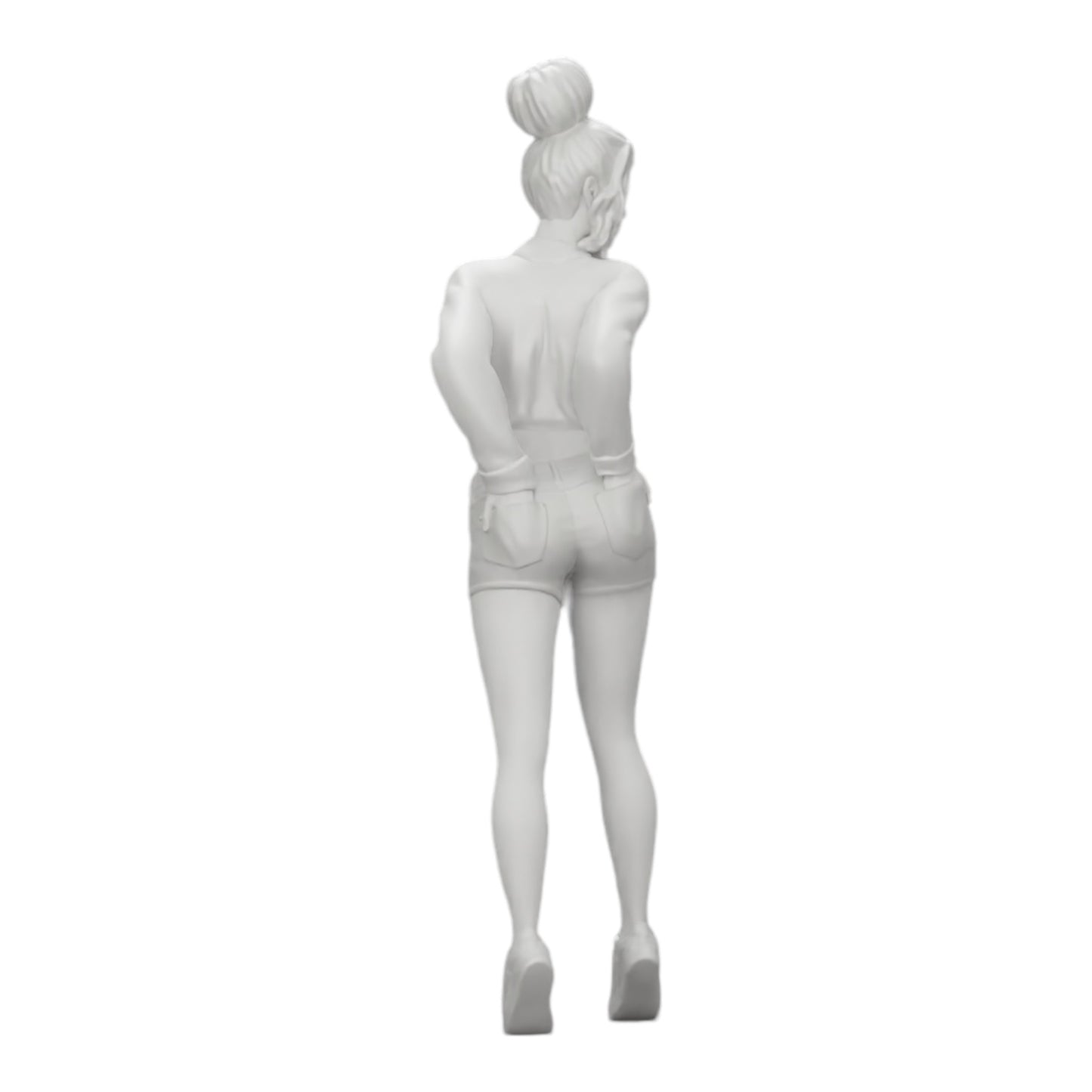 Diorama modelářství produktová fotografie 0: Sexy dívka v šortkách a otevřeném minitriku s rukama v kapsách na zadku (Ref č. A38)