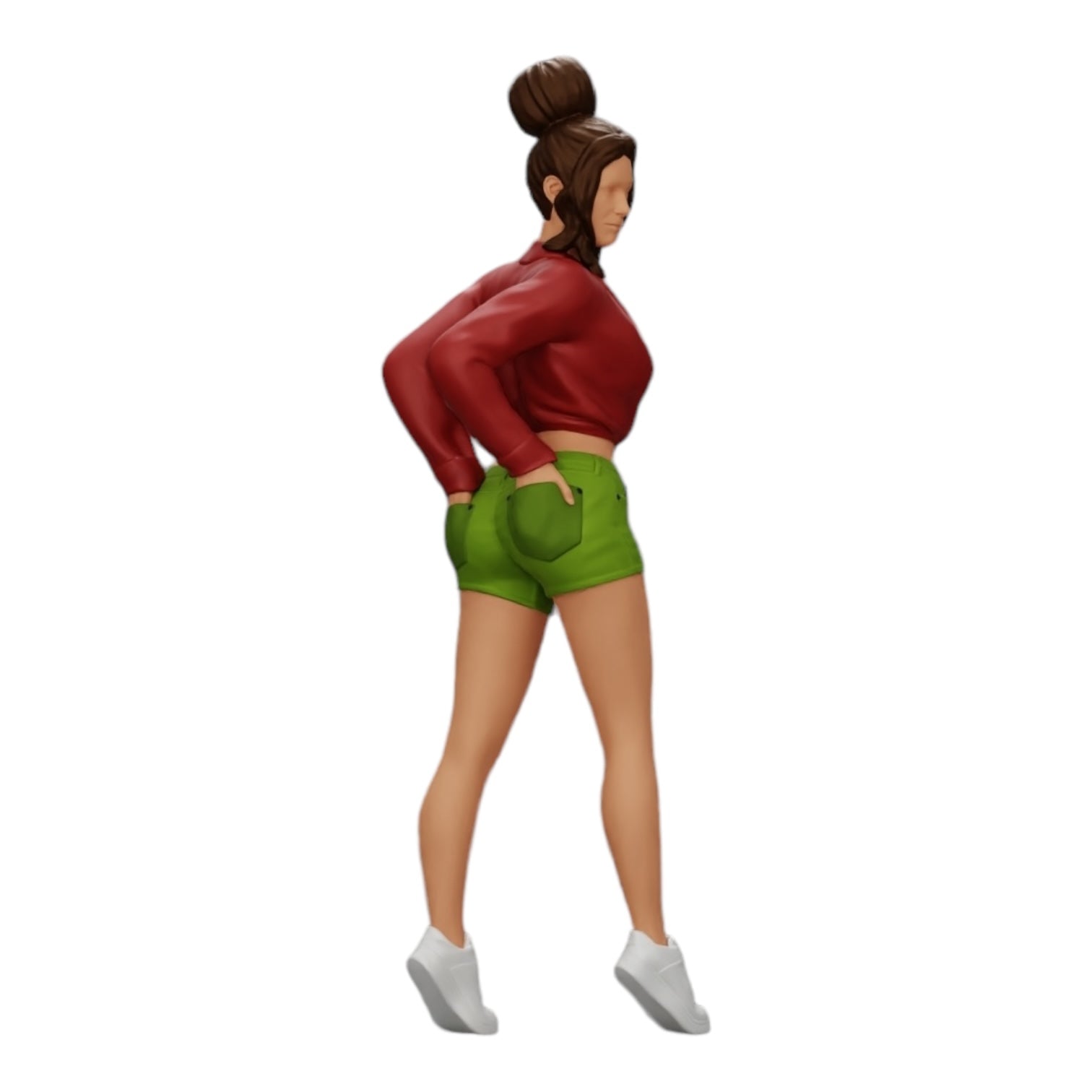 Diorama Modellbau Produktfoto 0: Sexy Mädchen in Shorts und offenem Minishirt und Händen in Gesäßtasche (Ref Nr. A38)