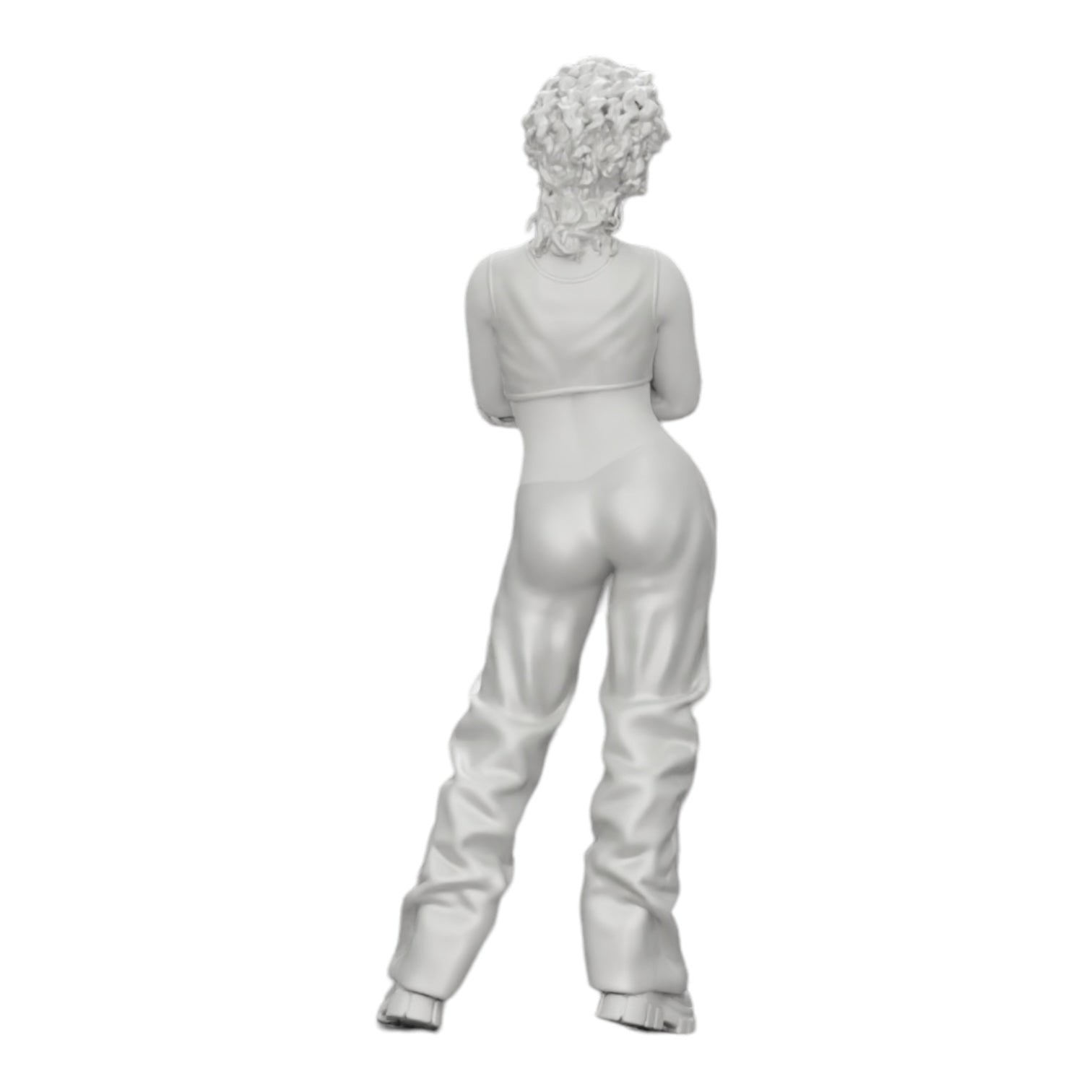 Model dioramy zdjęcie produktu 0: Dziewczyna z kręconymi włosami w szerokich spodniach z założonymi rękami (Nr ref. A39)