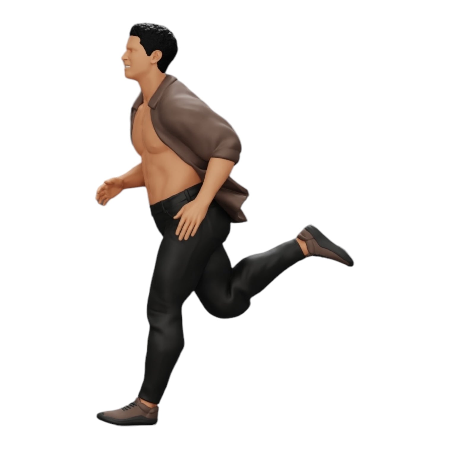 Diorama Modellbau Produktfoto 0: Mann in offenem Hemd flüchtet vor seiner Verhaftung (Ref Nr. A41)