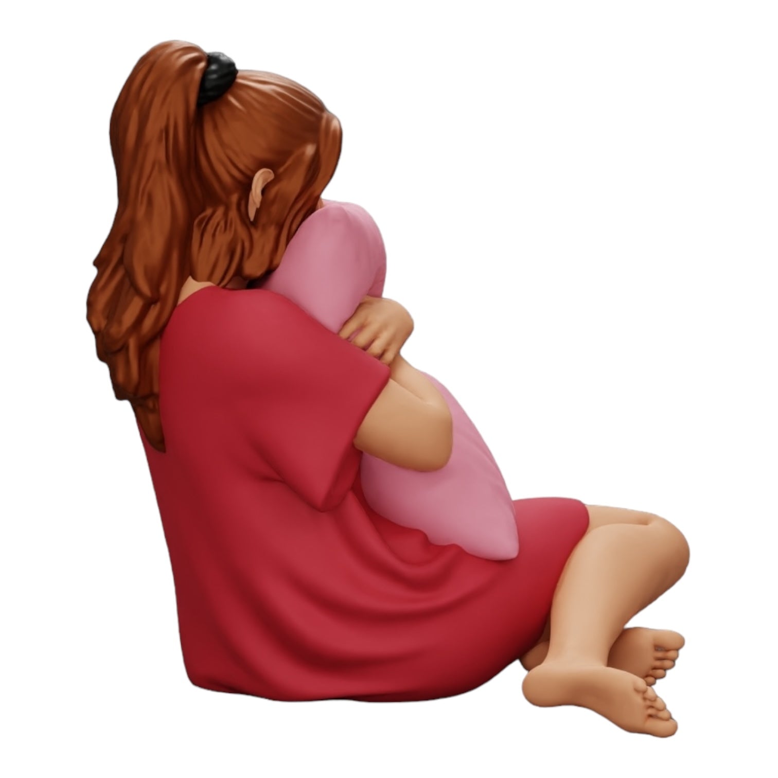 Diorama model building product photo 0: Girl watching a horror movie and holding a pillow (Ref No. A43)