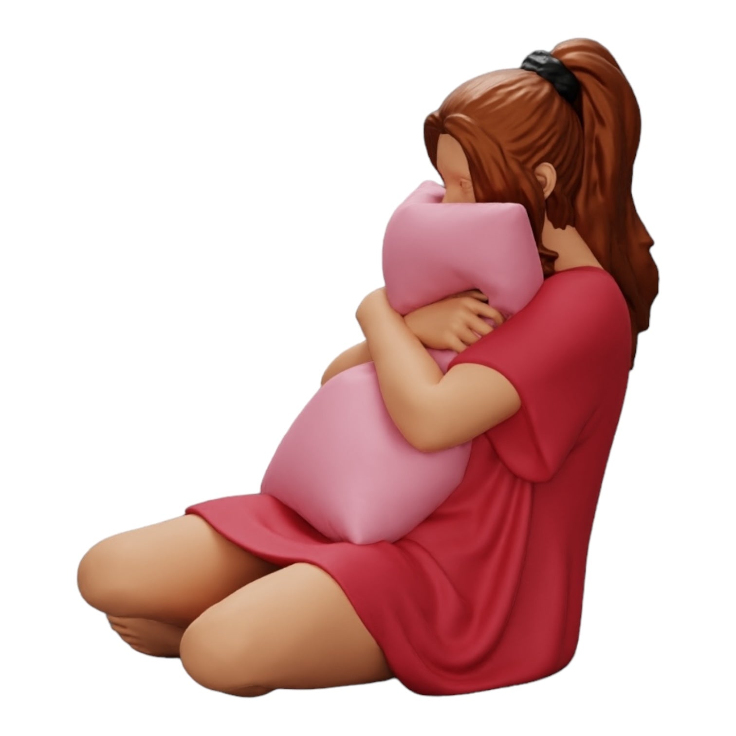 Diorama model building product photo 0: Girl watching a horror movie and holding a pillow (Ref No. A43)