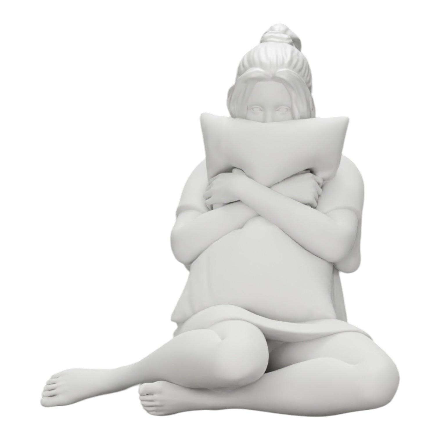 Diorama model building product photo 0: Girl watching a horror movie and holding a pillow (Ref No. A43)