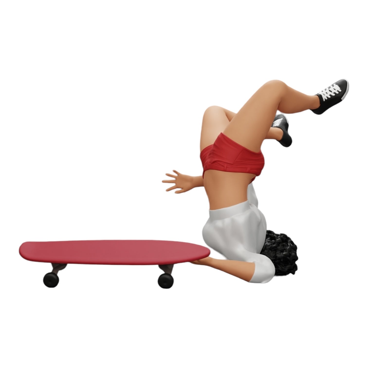 Diorama model building product photo 0: Girl with curly hair falls off skateboard while playing sports (Ref No. A44)