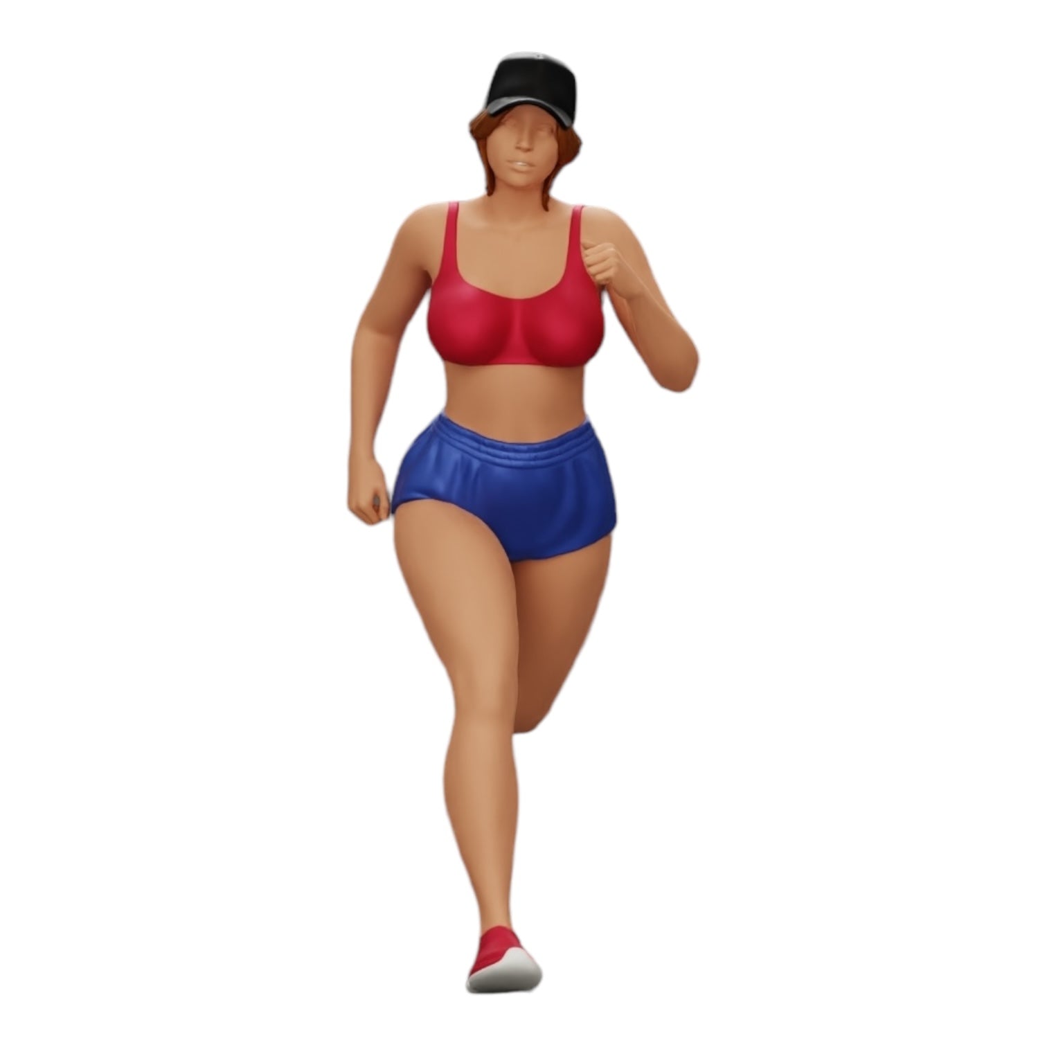 Diorama model building product photo 0: Female jogger/sportswoman running in shorts and cap (Ref No. A45)