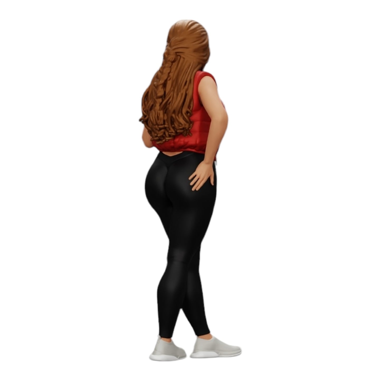 Imagem de produto de diorama: Mulher atraente com cabelo longo, usando body e colete aberto (Ref. Nr. A46)