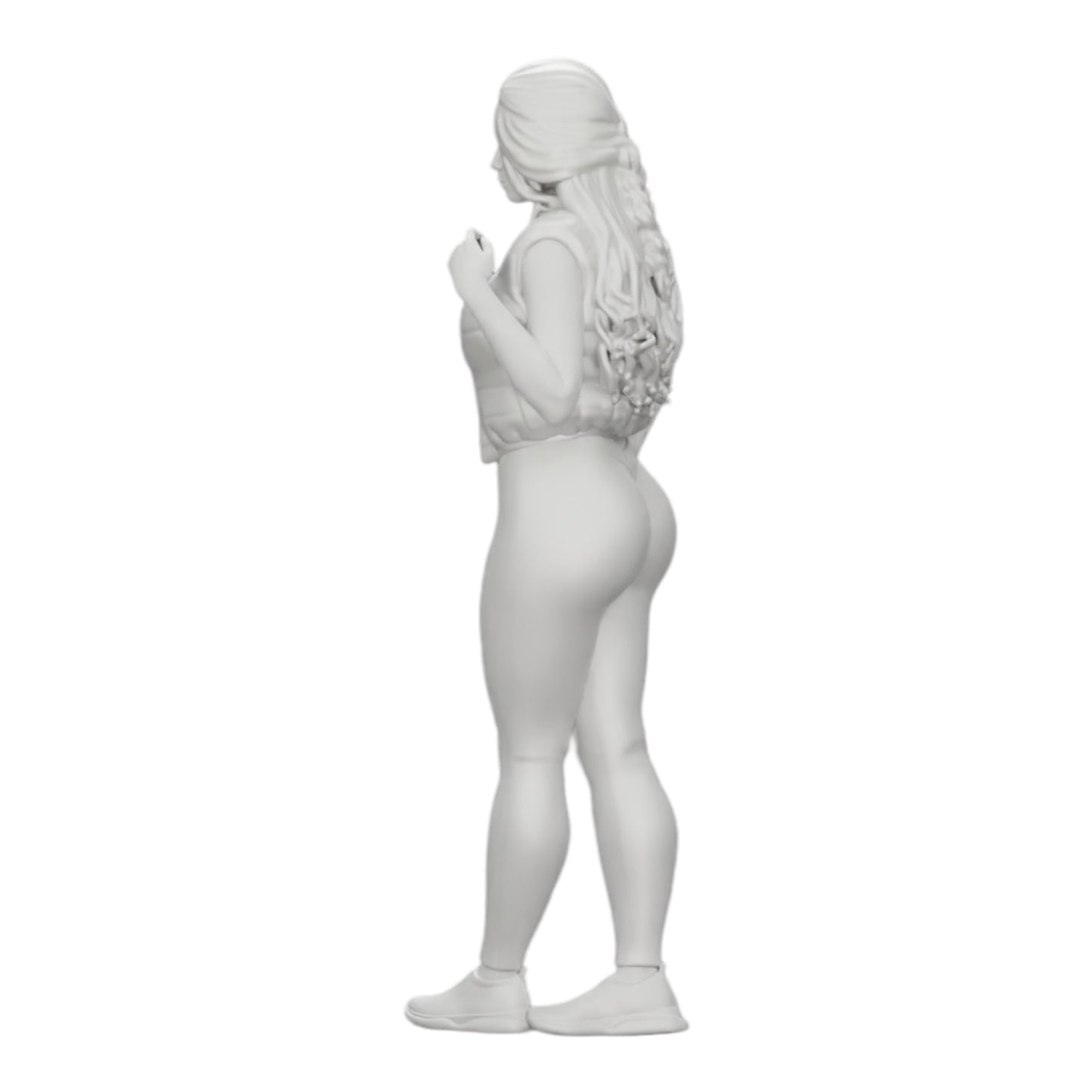Imagem de produto de diorama: Mulher atraente com cabelo longo, usando body e colete aberto (Ref. Nr. A46)