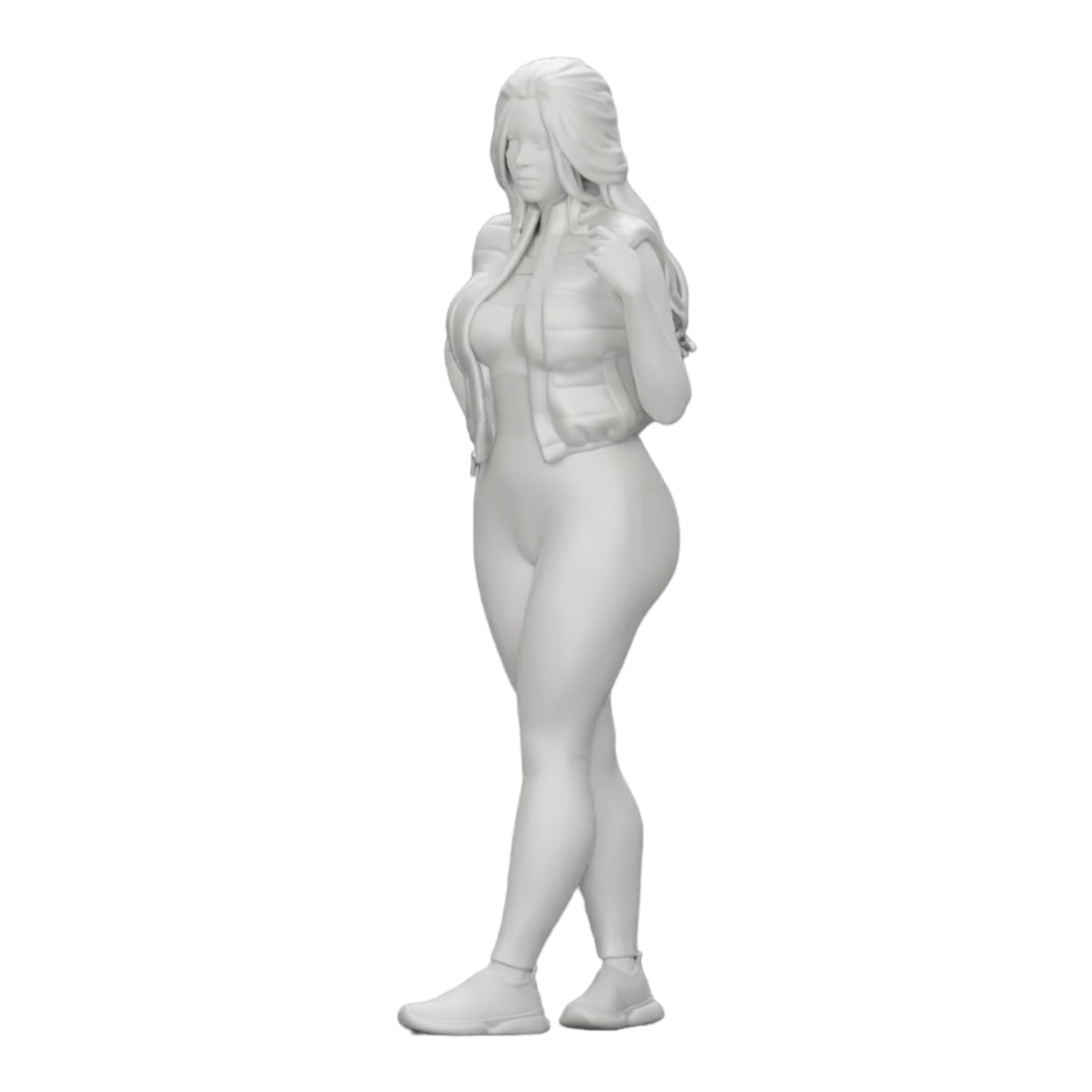Imagem de produto de diorama: Mulher atraente com cabelo longo, usando body e colete aberto (Ref. Nr. A46)