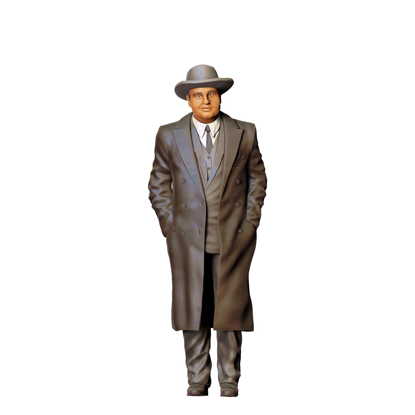 Diorama modelářství produktová fotografie 0: Staromódní muž s pláštěm a kloboukem - gangsterboss (Ref. č. 358)