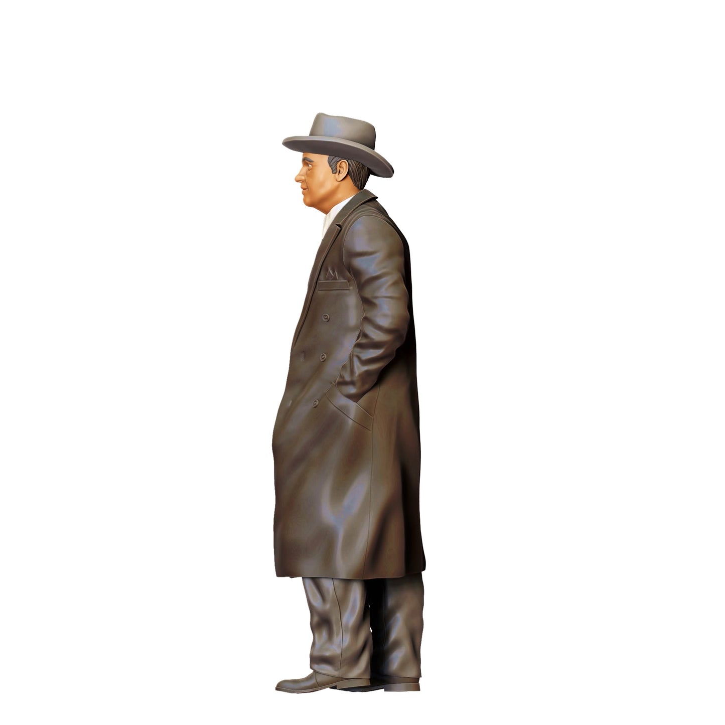 Diorama modelářství produktová fotografie 0: Staromódní muž s pláštěm a kloboukem - gangsterboss (Ref. č. 358)