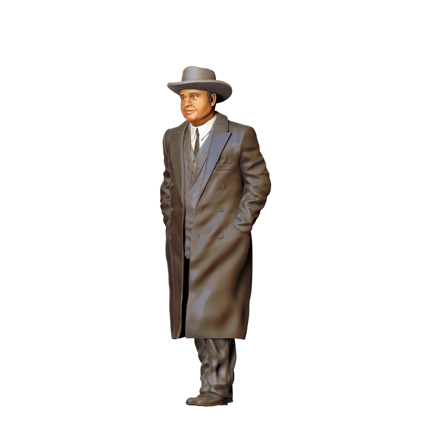 Diorama modelářství produktová fotografie 0: Staromódní muž s pláštěm a kloboukem - gangsterboss (Ref. č. 358)