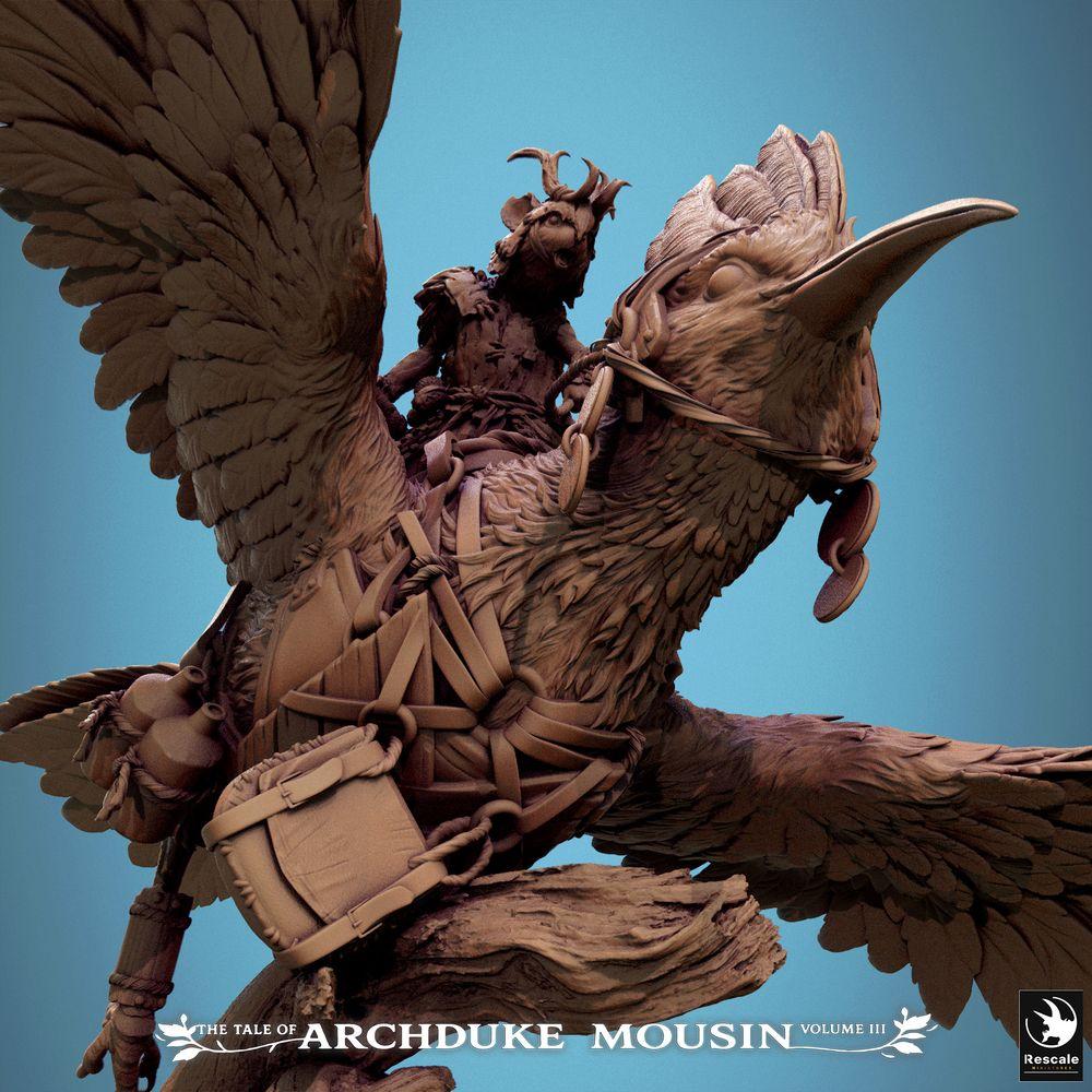 Foto do produto Tabletop 28mm Lord of the Print (LotP) 4: Miniatura Tabletop: Cavaleiro-Rato em Wiedehopf (Hoopoe) - Cavaleiro do ar da cavalaria com sabre, figura de herói de skirmish, montador de bestas (25_07_E1)