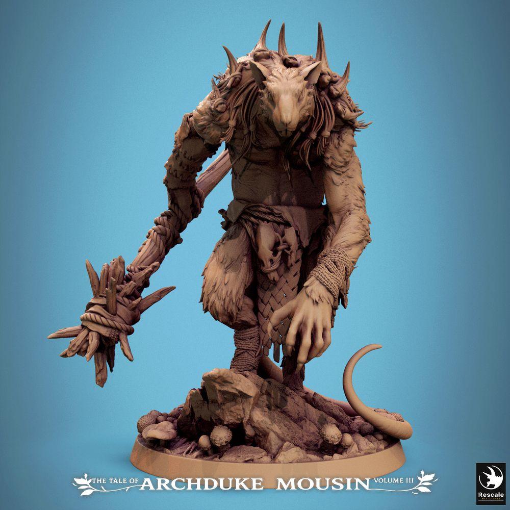 Produktová fotografie Tabletop 28mm Lord of the Print (LotP) 0: Tabletop miniatura: Rattling válečník s bodákem, válečný vůdce - bestiální barbar, kmenový šampion, monstrózní boss pro skirmish a dungeon (25_07_O9)