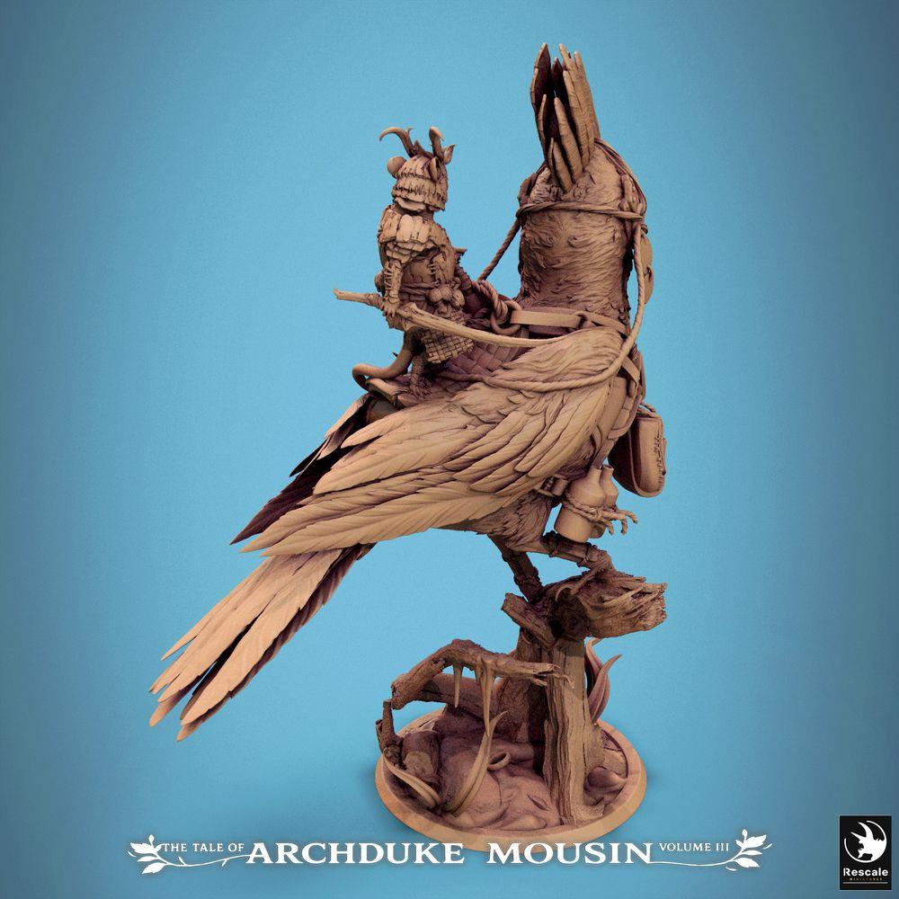 Φωτογραφία προϊόντος Tabletop 28mm Lord of the Print (LotP) 3: Tabletop Μινιατούρα: Ιππέας πουλιού σε γιγάντιο πουλί (Wiedehopf/Hoopoe), Νυφίτσα δασοφύλακας και κατασκόπος, Ιππέας θηρίων (25_07_E5)